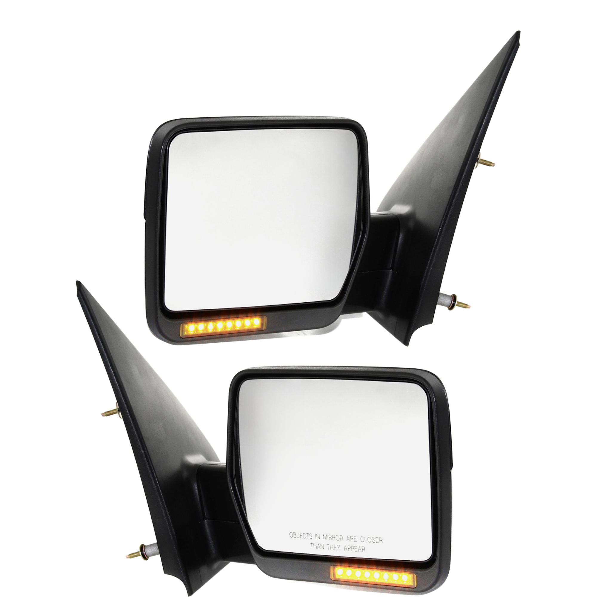 AM F 150-04-06 MIRROR RH AND LH Non Towing Power Manual Folding Heated Textured w In housing Signal Light No Auto dimming BSD and Memory SKU SET FD108ER S Partslink FO1320242 FO1321242 OEM 6L3Z17682CA 6L3Z17683CA