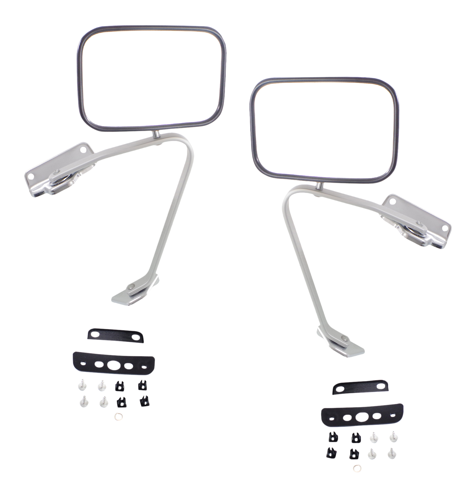 AM F SERIES 87-91 MIRROR RH AND LH Non Towing Manual Adjust Manual Folding Non Heated Polished Stainless SKU SET FD11R Partslink FO1320102 FO1321102 OEM E5TZ17696A E5TZ17696B