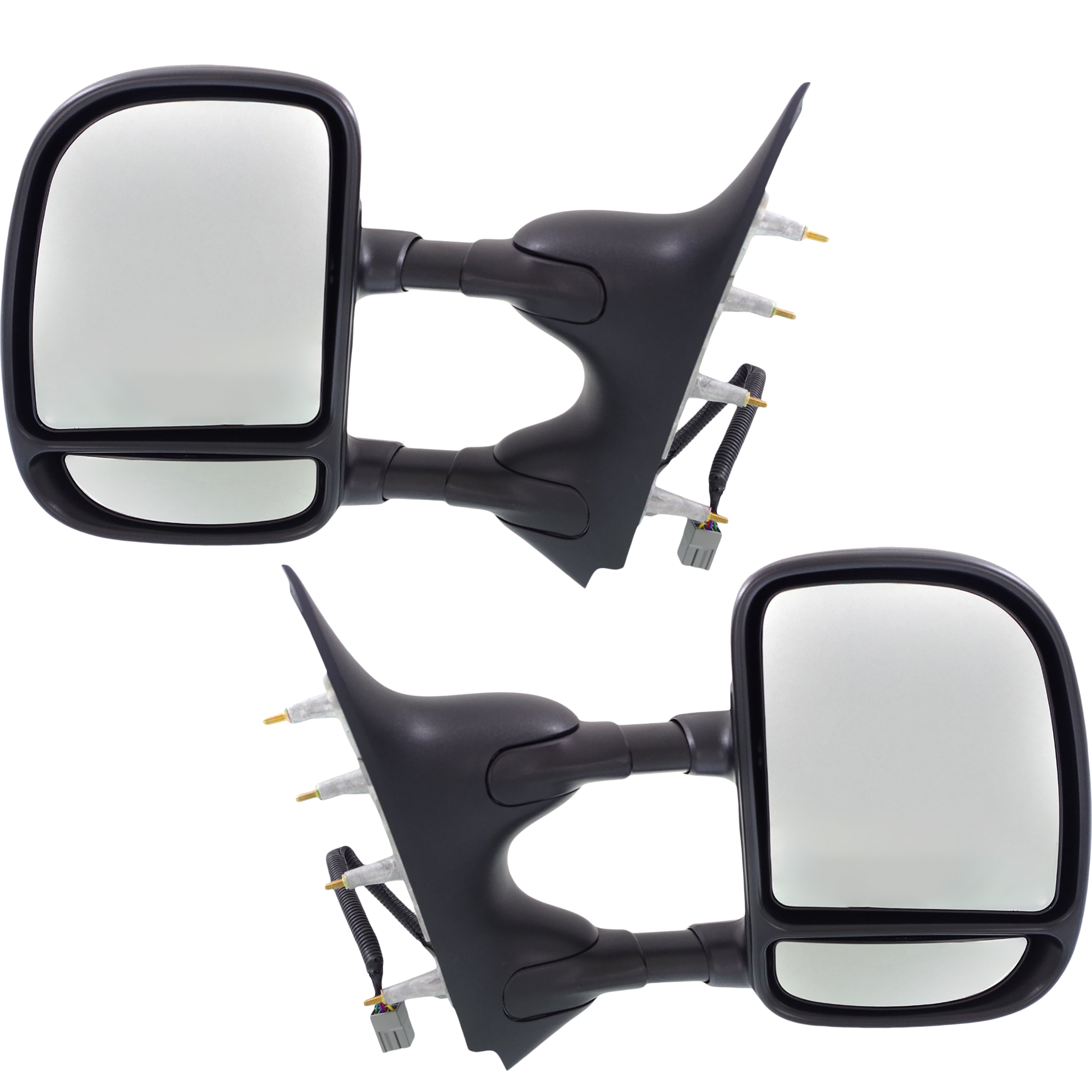 AM ECONOLINE VAN 09-21 TOWING MIRROR RH AND LH Power Manual Folding Non Heated Textured No Auto dimming BSD Memory and Signal Light SKU SET FD125ER Partslink FO1320329 FO1321329 OEM 9C2Z17682CA 9C2Z17683CA