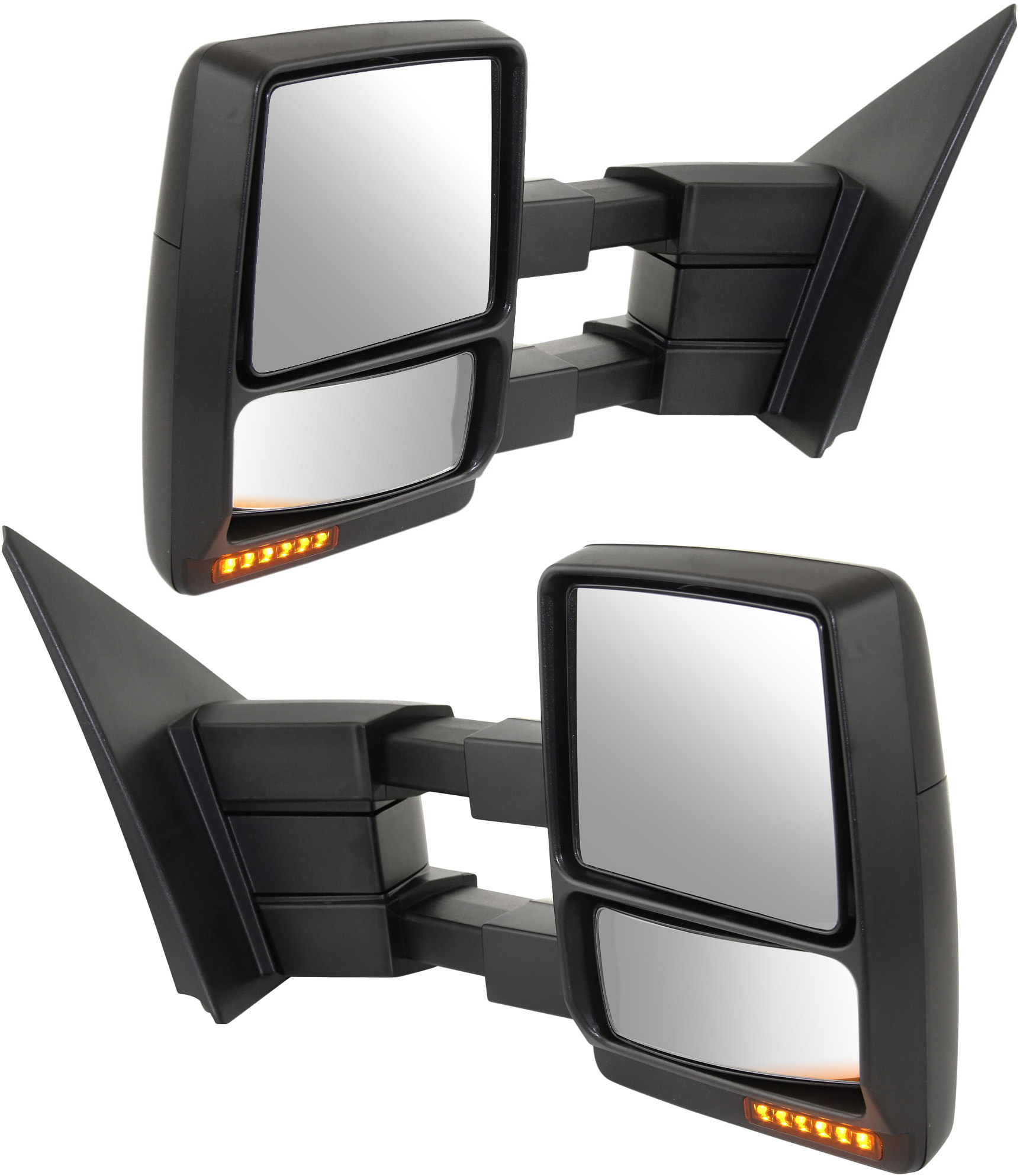 AM F 150-09-14 TOWING MIRROR RH AND LH Power Manual Folding Heated Paintable w BSG In housing Signal Light Memory and Puddle Light No Auto dimming Exc. SVT Raptor Model SKU SET FD161ER S Partslink FO1320430 FO1321430 OEM 9L3Z17682CAPTM 9L3Z17683CAPTM