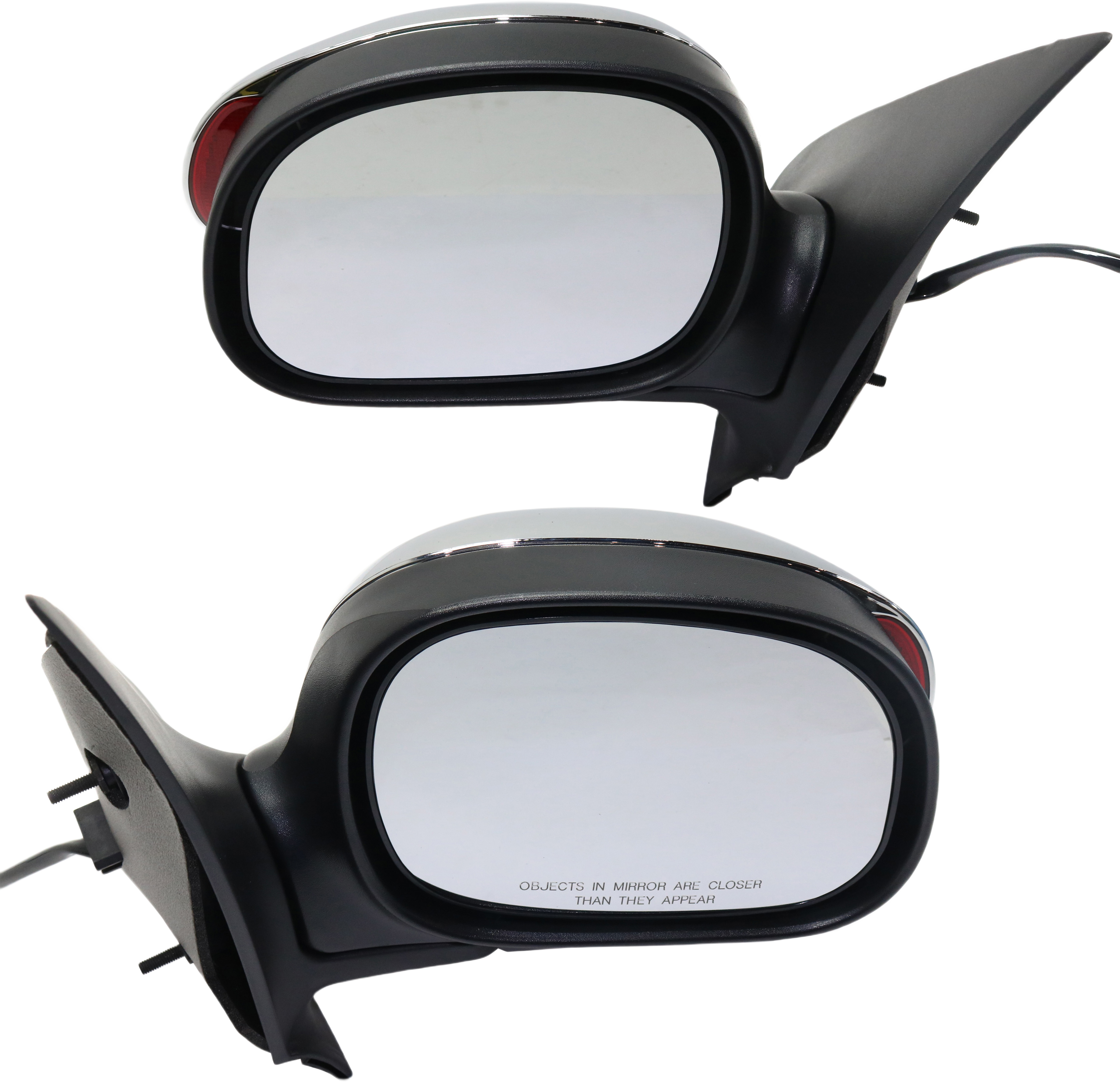AM F 150-01-03 MIRROR RH AND LH Non Towing Power Manual Folding Non Heated Chrome Contour Style w In housing Signal Light No Auto dimming BSD and Memory SKU SET FD185CR S Partslink FO1321224 OEM YL3Z17682BAA PFM 1L3Z17682BAB