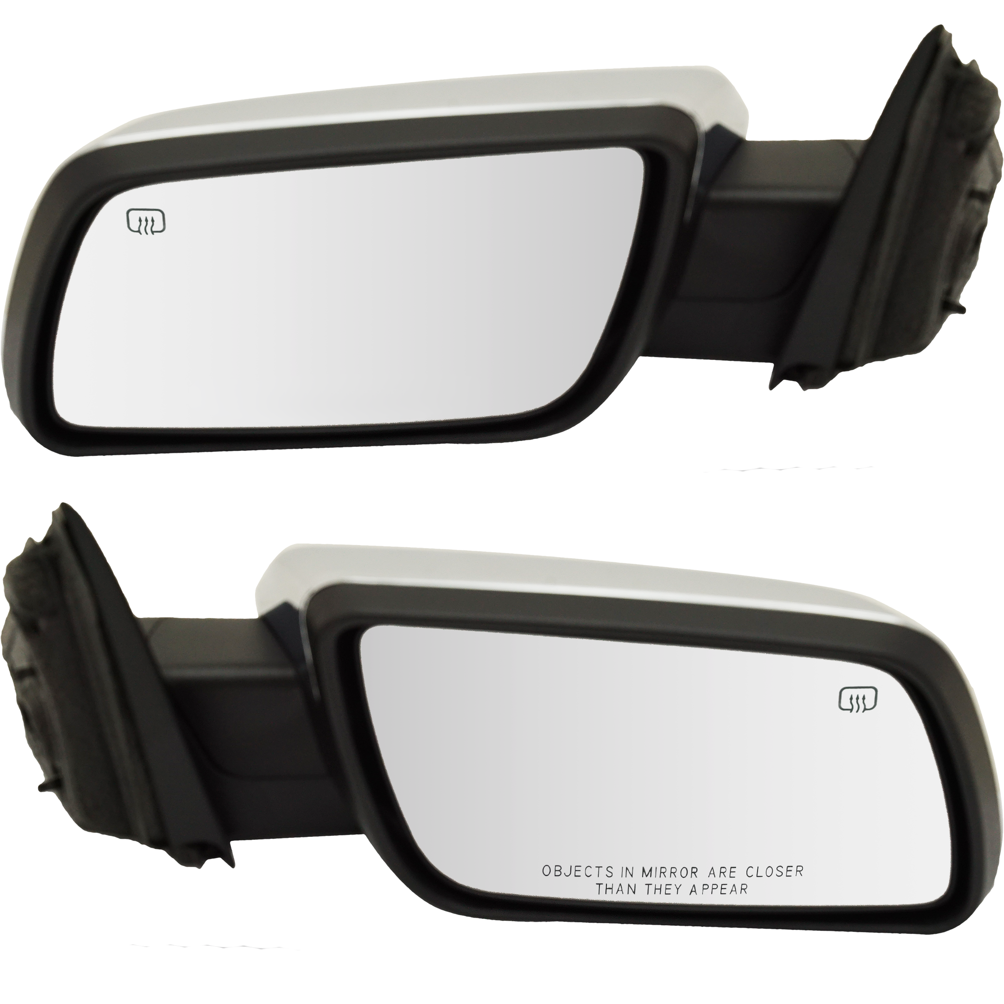 AM FLEX 09-12 MIRROR RH AND LH Power Manual Folding Heated Chrome w Memory and Puddle Light SKU SET FD198ER Partslink FO1320360 FO1321360 OEM 8A8Z17682CA 8A8Z17683CA