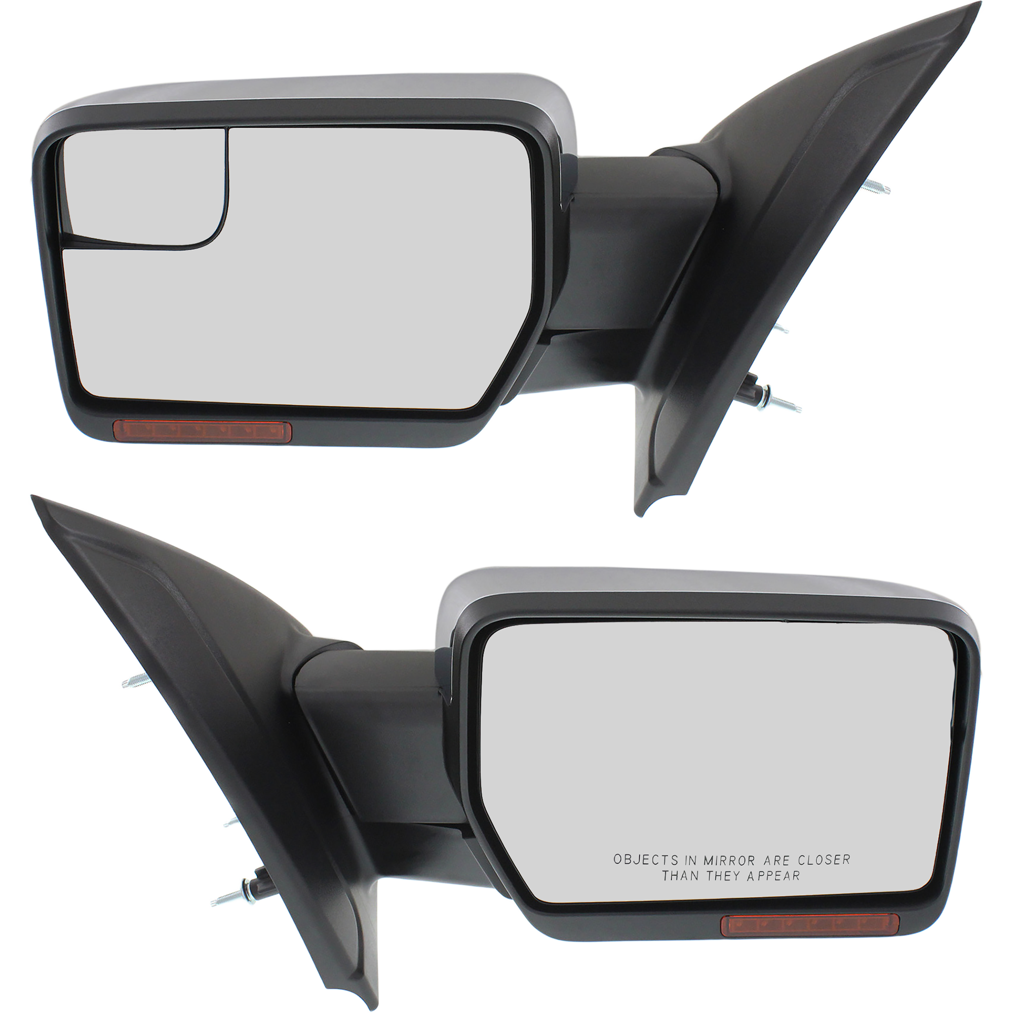 AM F 150-11-14 MIRROR RH AND LH Power Power Folding Heated w Mem Signal and Puddle Light All Cab Types Chr SKU SET FD228ER S Partslink FO1320412 FO1321412 OEM BL3Z17682EA BL3Z17683EA