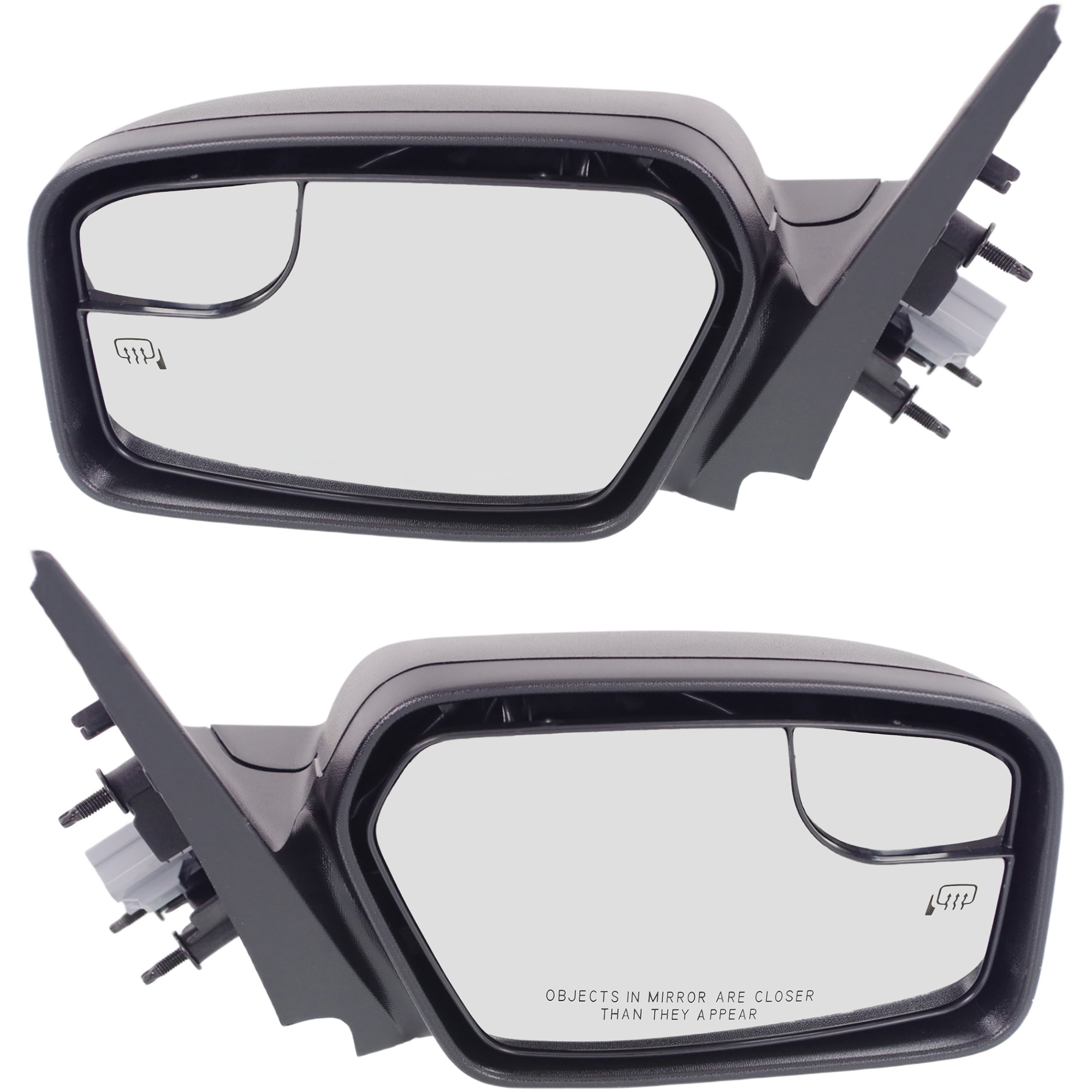 AM FUSION 11-12 MIRROR RH AND LH Power Non Folding Heated Textured w Blind Spot Glass and Puddle Light SKU SET FD254ER Partslink FO1320424 FO1321424 OEM BE5Z17682BA BE5Z17683BA