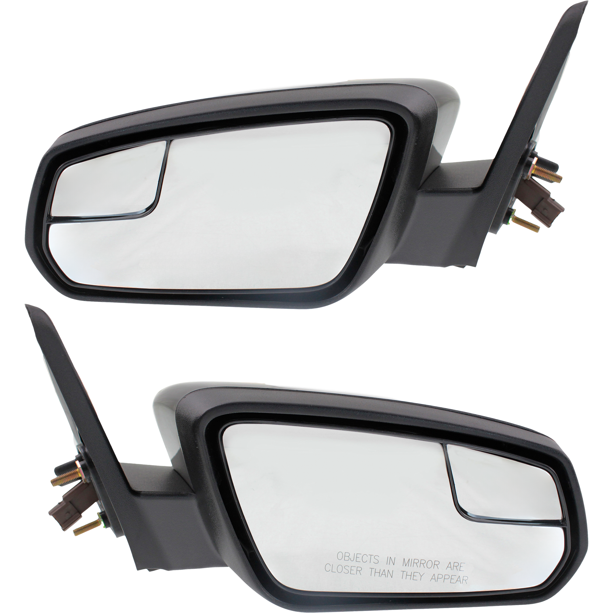 AM MUSTANG 11-12 MIRROR RH AND LH Power Non Folding Non Heated Paintable Textured 2 Caps w Blind Spot Glass SKU SET FD262ER Partslink FO1320450 FO1321450 OEM BR3Z17682AA PFM BR3Z17683AA PF