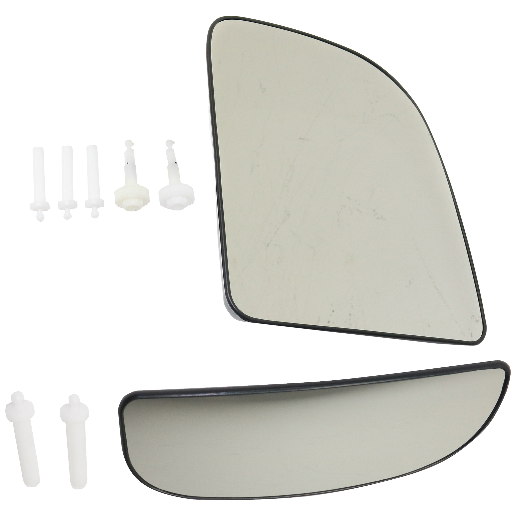 AM F 250 SUPER DUTY F 350 SUPER DUTY 99-07 MIRROR GLASS RH Upper and Lower Towing Non Heated w Backing Plate SKU SET FD341GR 2 Partslink FO1325108 FO1325133 OEM 4C3Z17K707AC YC3Z17K707CA