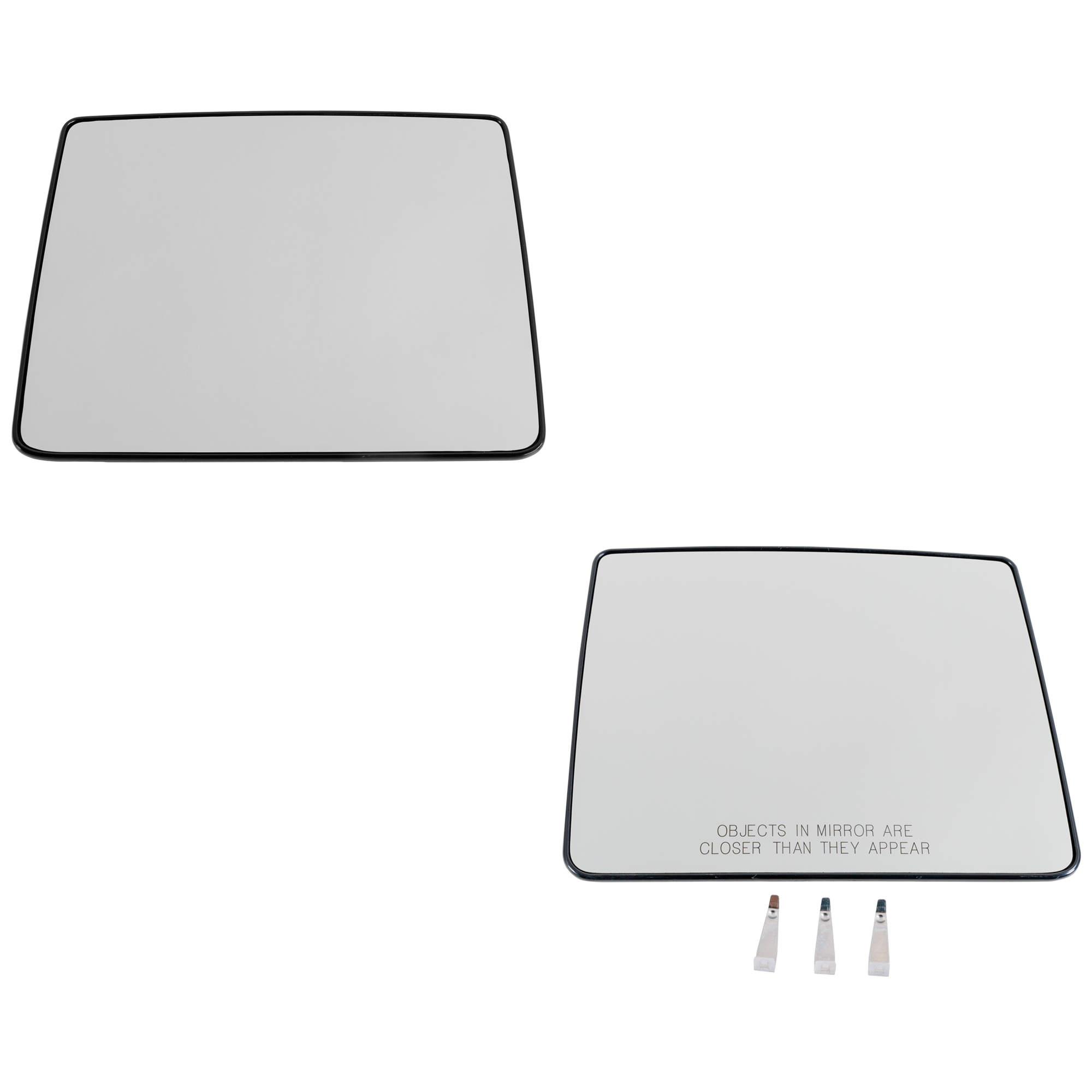 AM F 150-07-14 MIRROR GLASS RH AND LH Upper Towing Non Heated w o Signal Light SKU SET FD383GR Partslink FO1325116 FO1324117 OEM 7L3Z17K707C 7L3Z17K707G