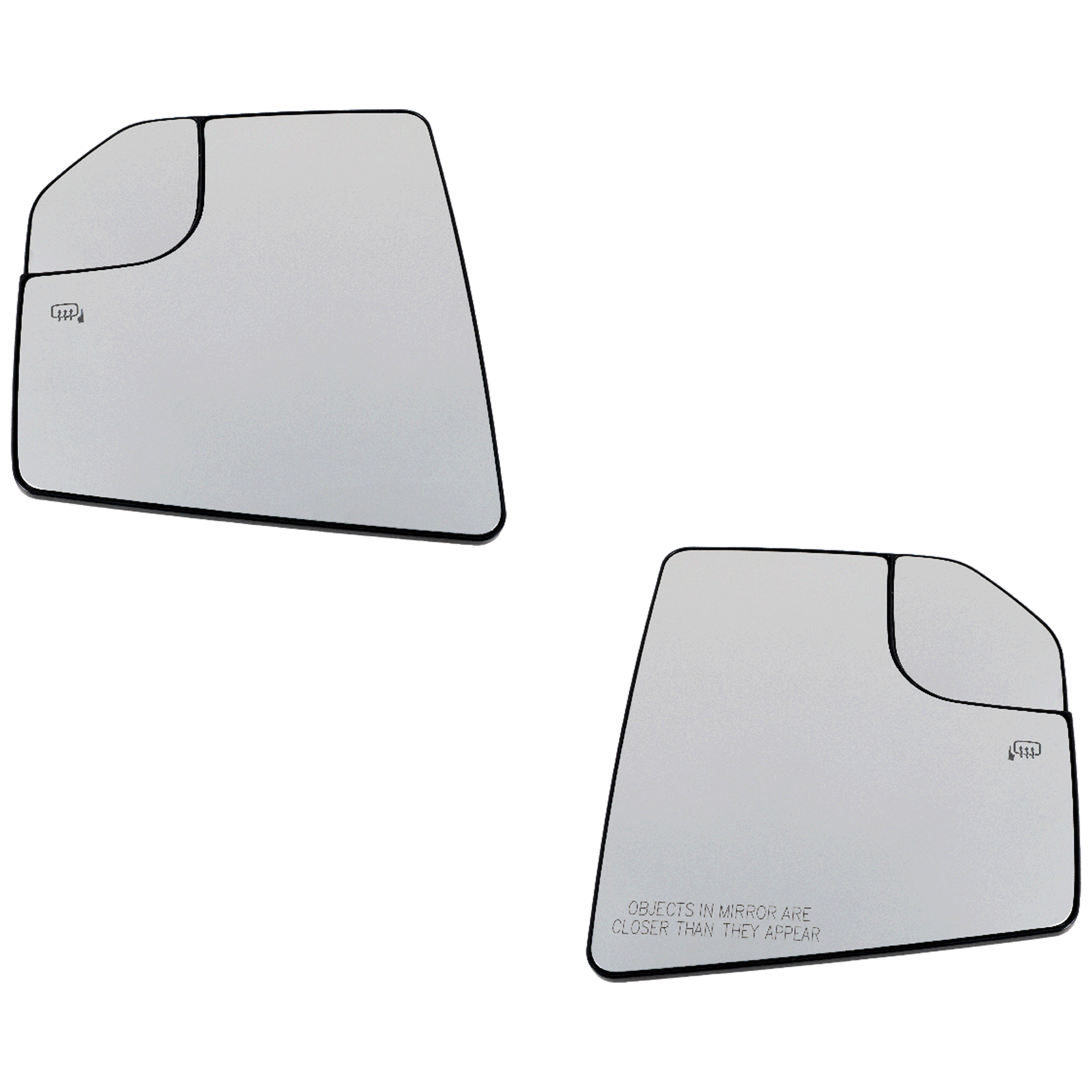 AM F 150-18-20 MIRROR GLASS RH AND LH Non Towing Heated w Blind Spot Glass No Memory and Auto Dimming SKU SET FD387GR Partslink FO1325140 FO1324191 OEM FL3Z17K707B JL3Z17K707A