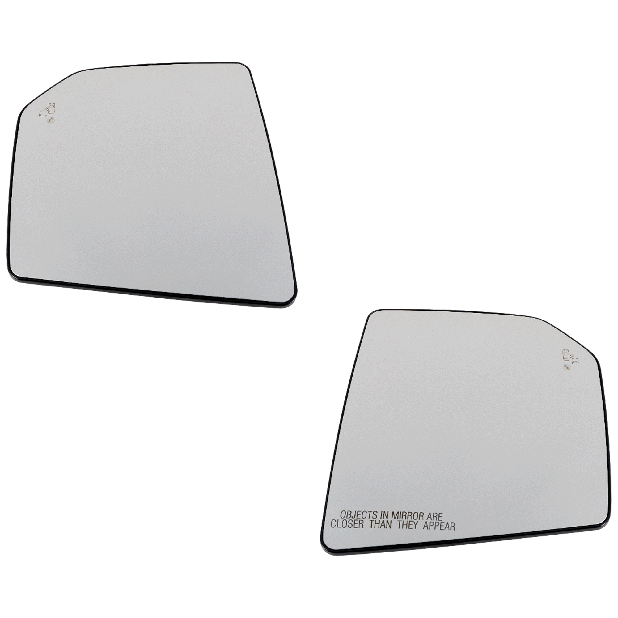 AM F 150-15-20 MIRROR GLASS RH AND LH Non Towing Heated w Blind Spot Detection and Side Object Sensor No Memory and Auto Dimming Crew Extended Cab SKU SET FD389GR Partslink FO1325141 OEM FL3Z17K707AH PFM FL3Z17K707D