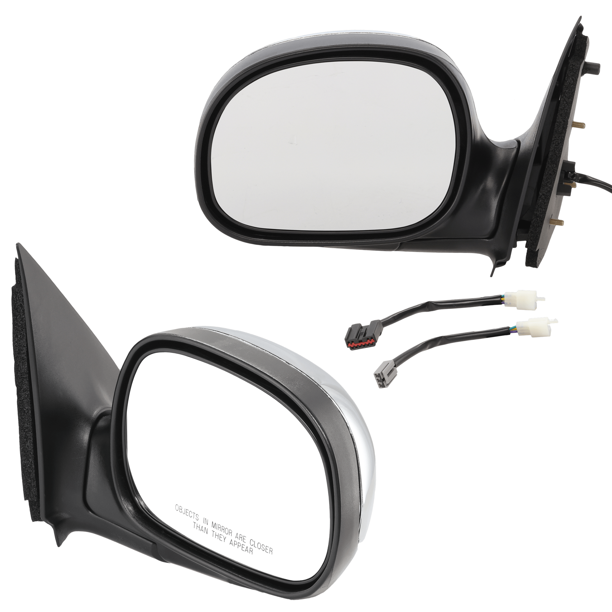 AM F 150-97-02 F 250-97-99 MIRROR RH AND LH Non Towing Non Heated Chrome Contour Style Standard Extended Cab To 2-12-02 SKU SET FD39CR E Partslink FO1320138 FO1321188 OEM F85Z17682BAA PFM F85Z17683FAB