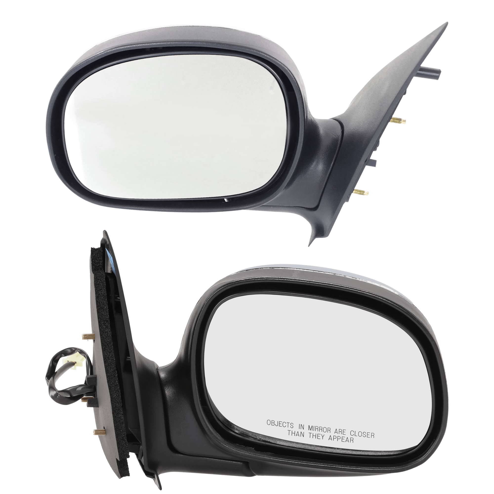 AM F 150-97-02 F 250-97-99 MIRROR RH AND LH Non Towing Manual Folding Non Heated Chrome Contour Style Standard Extended Cab To 2-12-02 SKU SET FD40CR E Partslink FO1320188 FO1321138 OEM F85Z17682FAA F85Z17683BAA PFM
