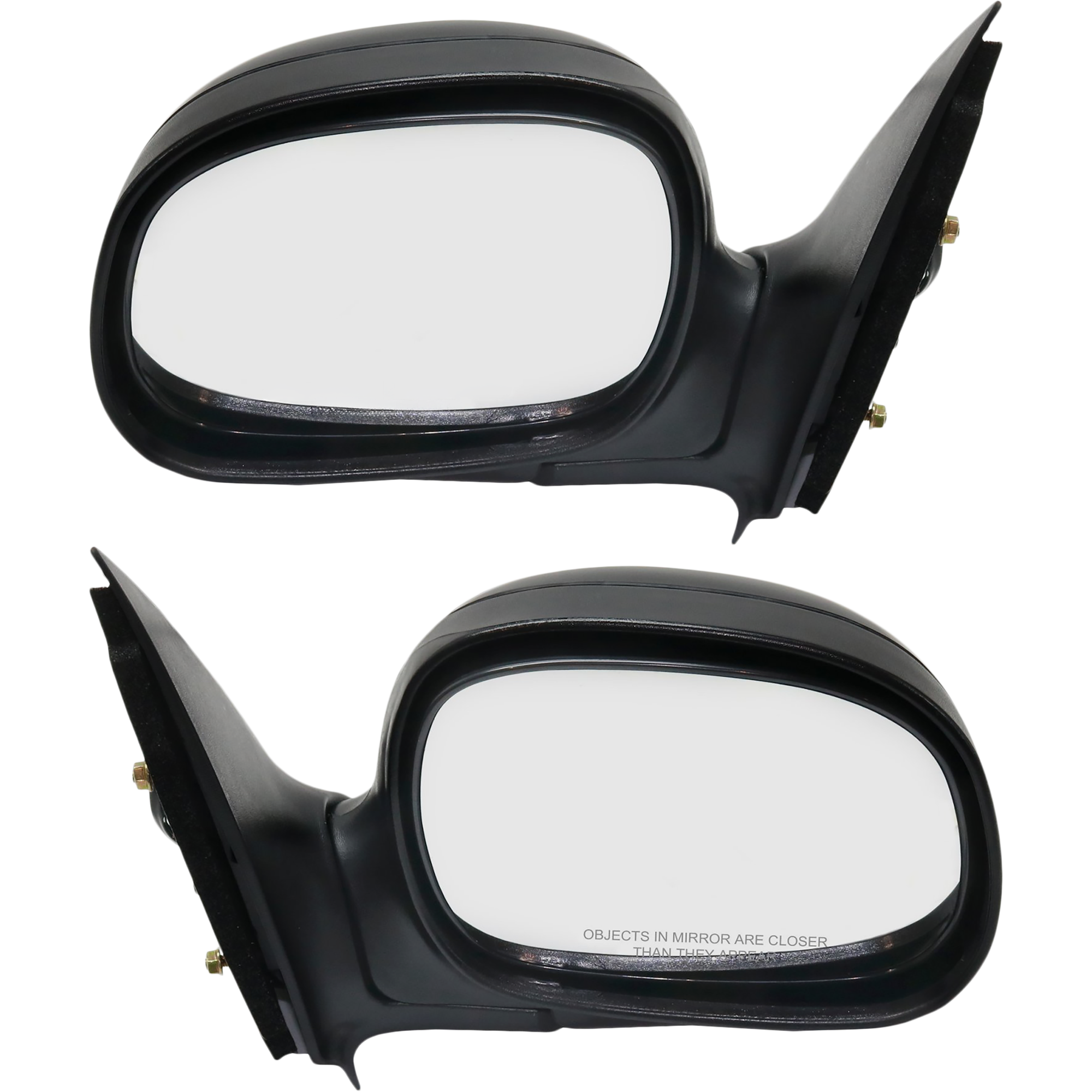 AM F 150-98-01 MIRROR RH AND LH Power Manual Folding Non Heated Paintable Contour Style No Signal Light Regular SuperCab SKU SET FD40ER Partslink FO1320134 FO1321134 OEM F85Z17682FAA F85Z17683FAB