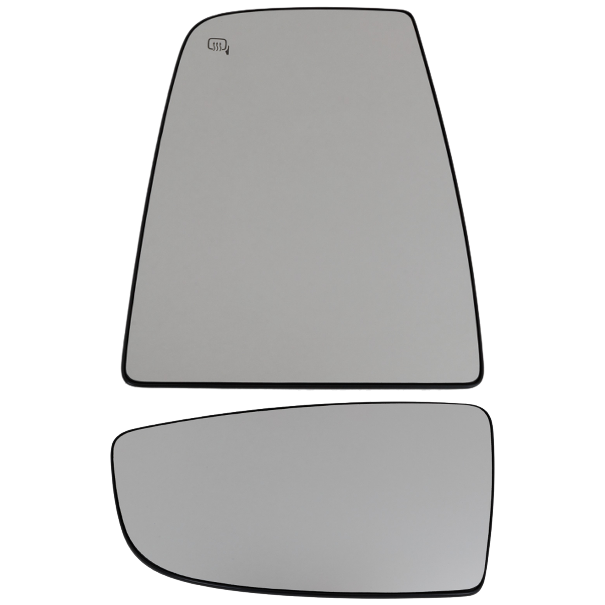AM TRANSIT 150-250-350-15-24 MIRROR GLASS LH Upper and Lower Heated Upper Glass Non Heated Lower Glass w Backing Plate and Signal Light No Blind Side Detection All Cab Types SKU SET FD458GL 2