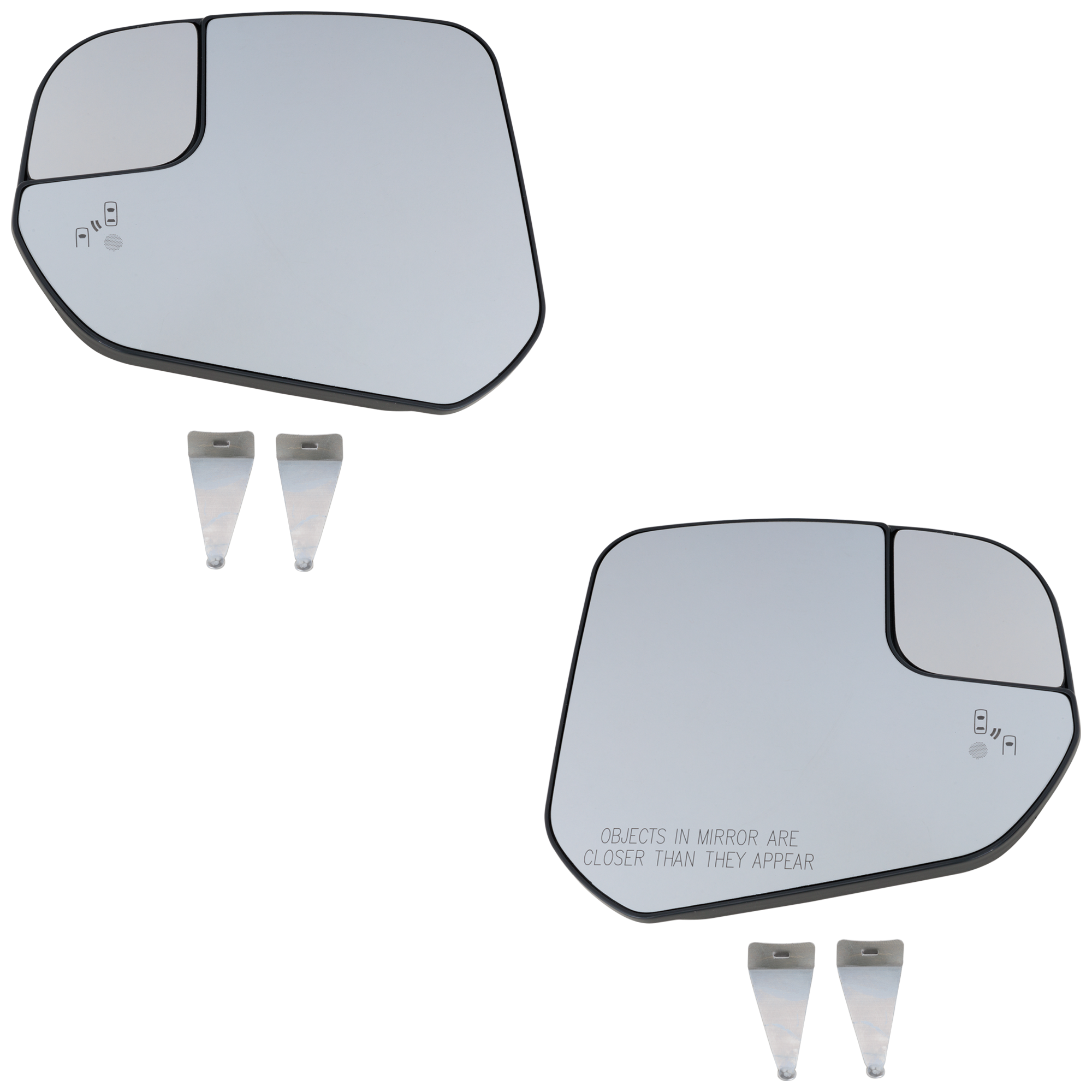 AM TRANSIT CONNECT 16-23 MIRROR GLASS RH AND LH Non Towing Power Non Folding Heated w Blind Spot Detection and Side Object Sensor No Signal Light Memory Puddle Light and Auto Dimming SKU SET FD475GR Partslink FO1325215 FO1324215 OEM FT1Z17K707H FT1Z17K707G