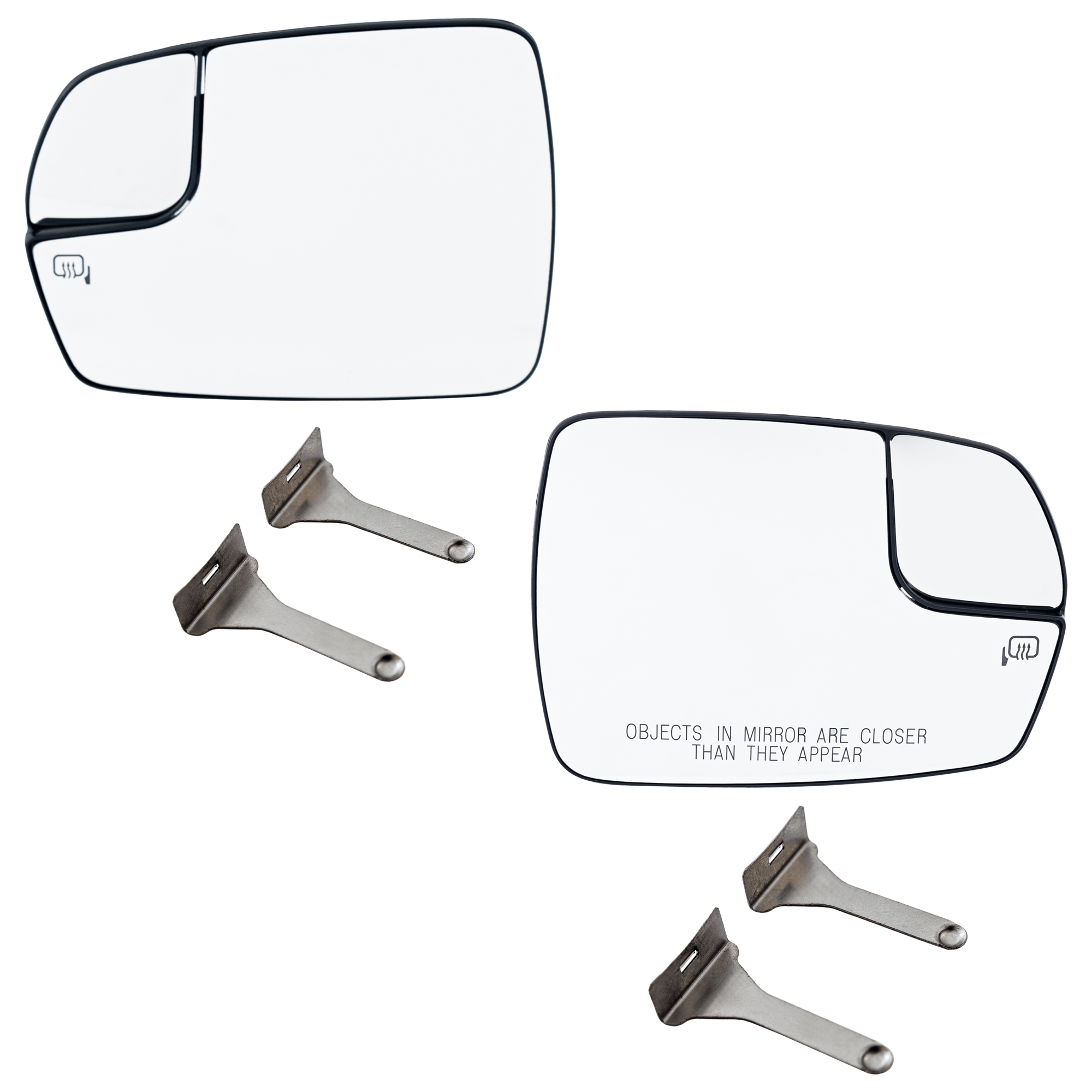 AM EDGE 15-18 MIRROR GLASS RH AND LH Heated No Blind Spot Detection SKU SET FD487GR Partslink FO1324224 FO1325224 OEM FT4Z17K707B FT4Z17K707H
