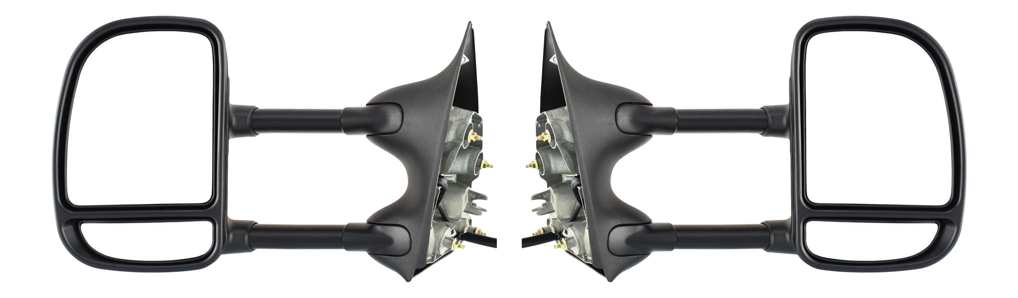 AM F SERIES SUPER DUTY 02-07 EXCURSION 00-05 TOWING MIRROR RH AND LH Power Manual Folding Non Heated Textured Dual Glass Dual Arm Type No Signal Light SKU SET FD79ER Partslink FO1320227 FO1321227 OEM 3C3Z17682DAA 3C3Z17683DAA