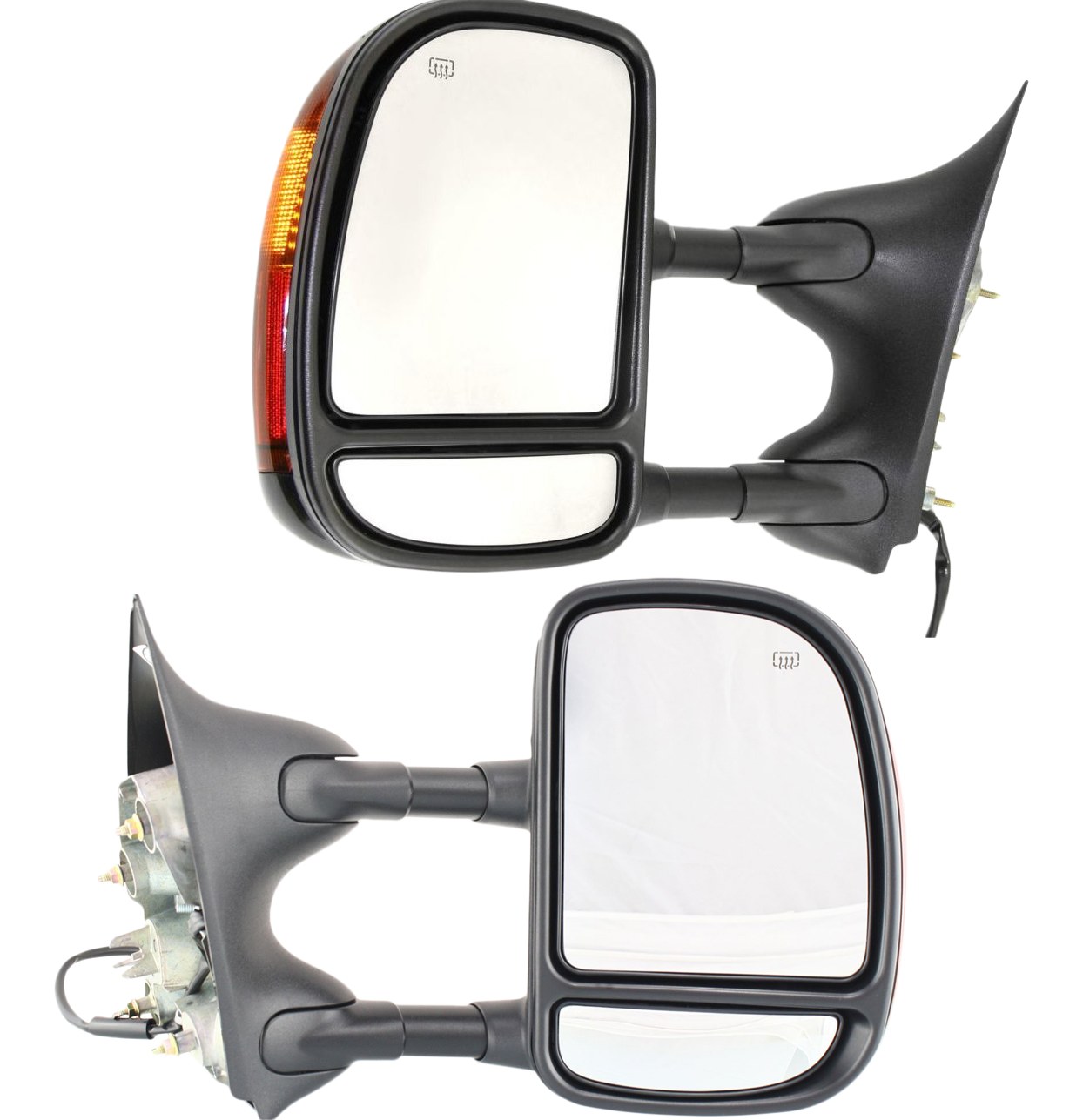 AM F SERIES SUPER DUTY 02-07 TOWING MIRROR RH AND LH Power Manual Folding Heated Paintable Double Swing Type SKU SET FD89PER Partslink FO1320274 FO1326107 FO1321274 FO1327107 OEM 5C3Z17682EAA PFM 4C3Z17D742CAA