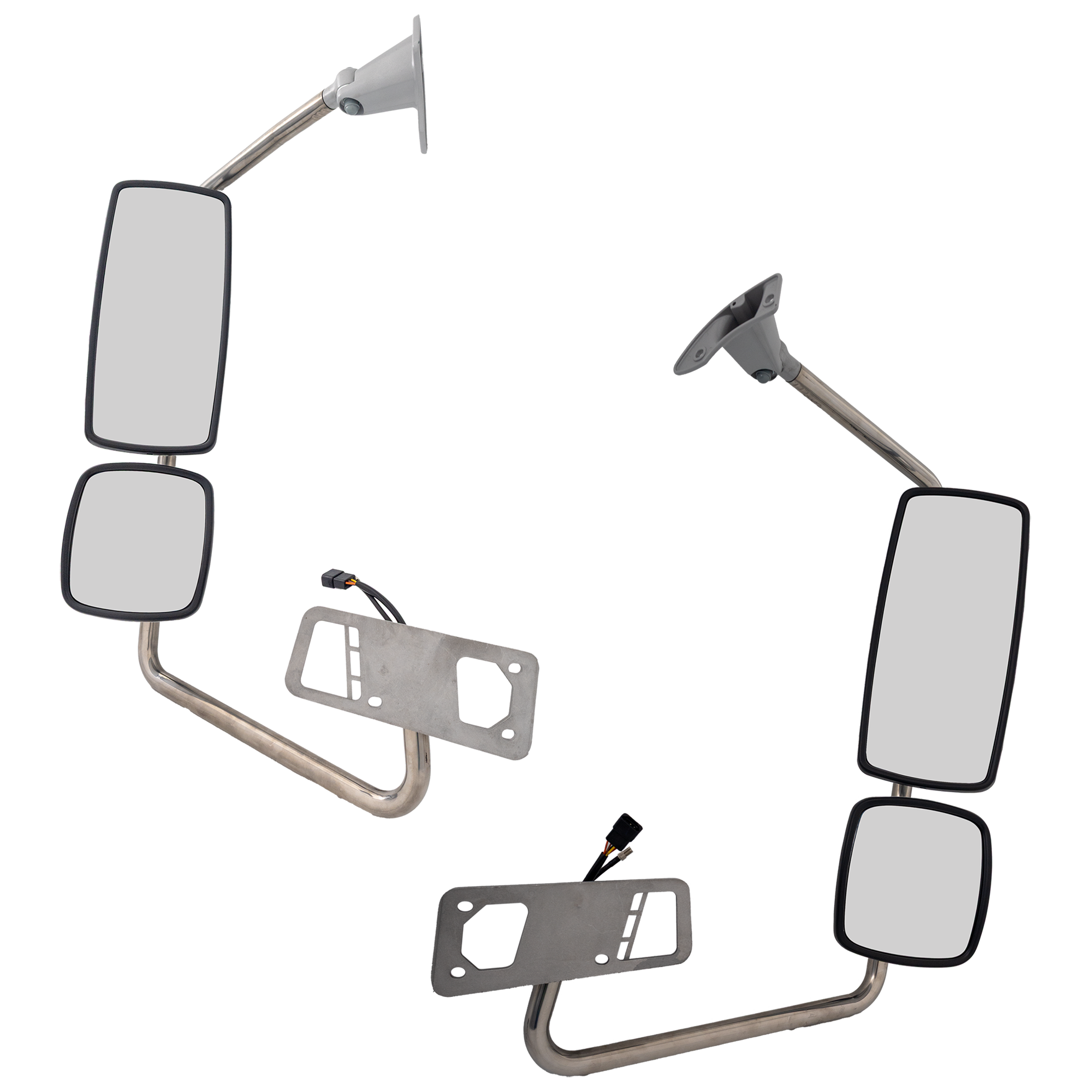 AM FREIGHTLINER COLUMBIA 02-11 MIRROR RH AND LH Power Upper Manual Adjust Lower Heated Chrome w Arm SKU SET FL26ER HD OEM A2259616005 Heavy Duty