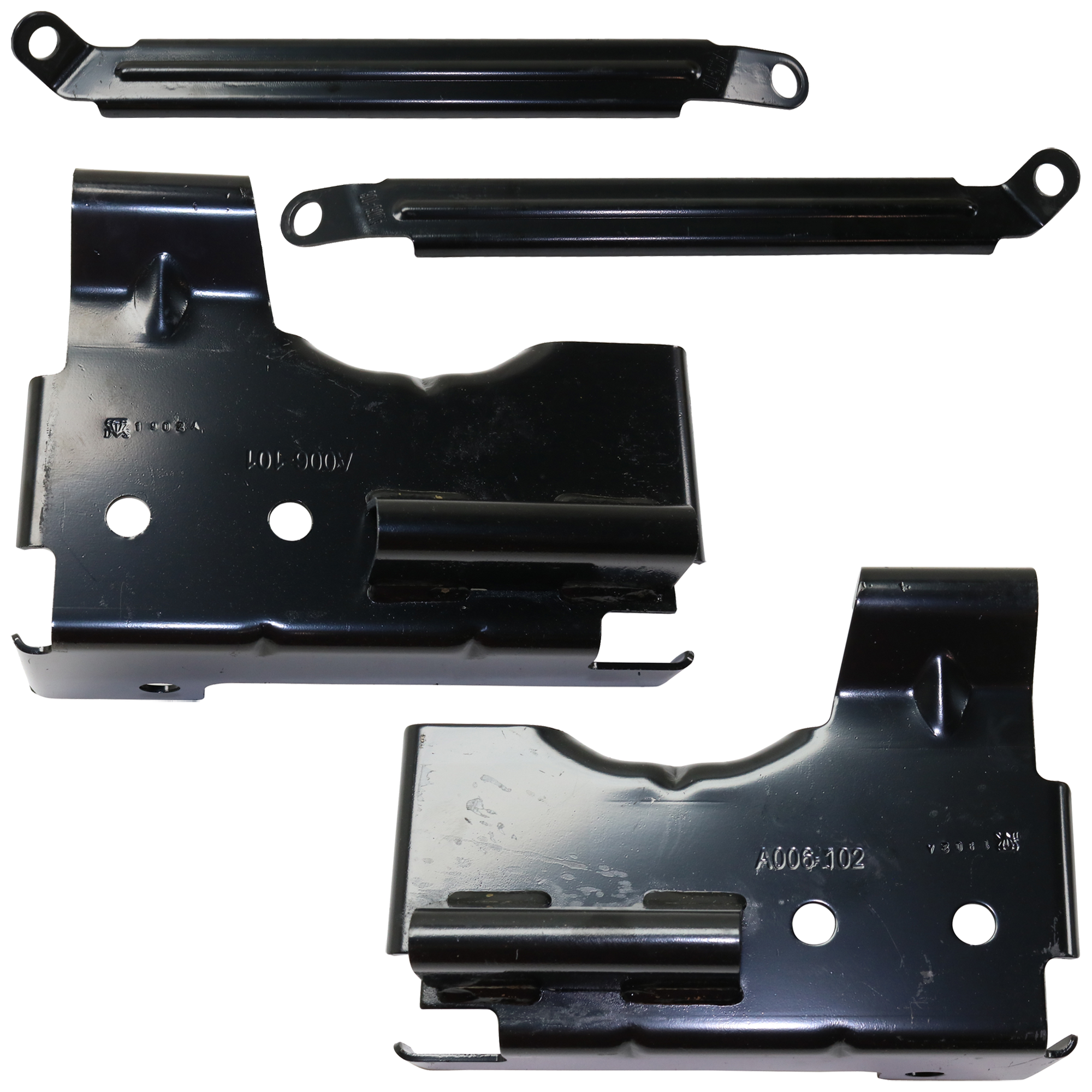 AM SIERRA P U 03-06 FRONT BUMPER BRACKET RH AND LH Set of 4 Impact Bar Brace and Inner Brace Includes 2007 Classic SKU SET G013104-4 Partslink GM1066164 GM1066166 GM1067164 GM1067166 OEM 12335886-12335887-15135452-151
