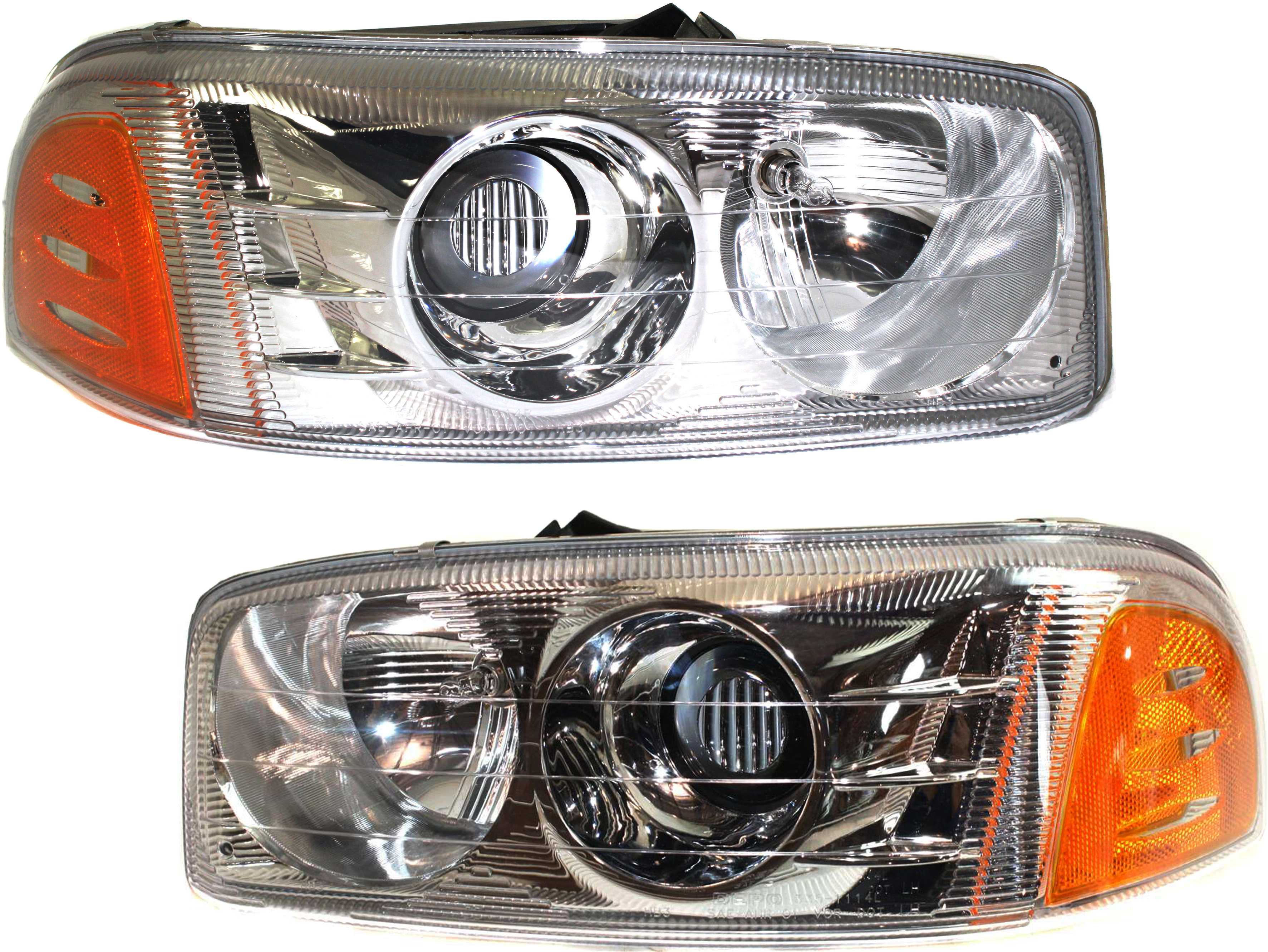 AM SIERRA 1500-01-06 YUKON YUKON XL 01-06 HEAD LAMP RH AND LH Assembly Halogen Denali Model Includes 2007 Classic Model SKU SET G100101 Partslink GM2502214 GM2503214 OEM 15218077-15218078