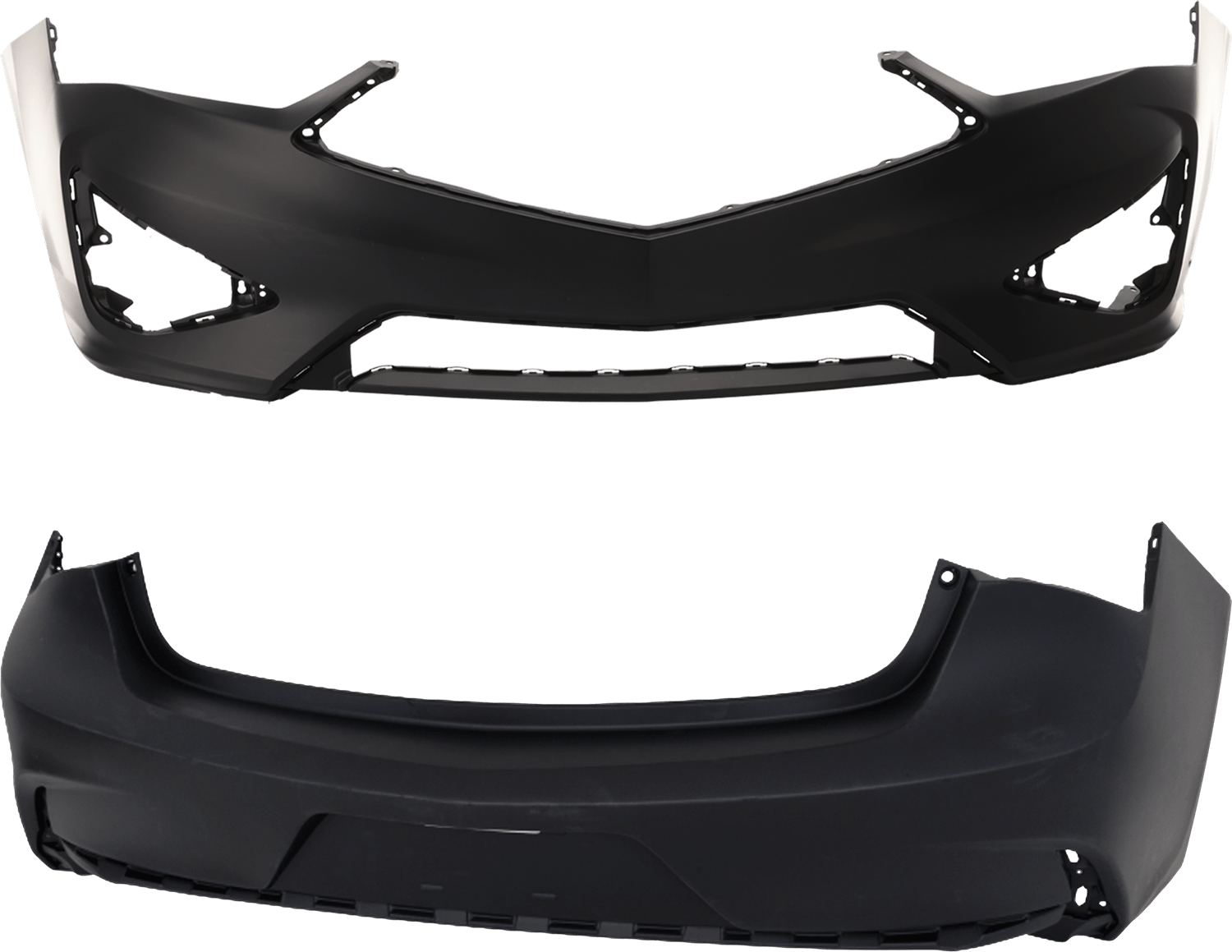 AM ILX 19-22 FRONT AND REAR BUMPER COVER Primed CAPA SKU SET GA01030035PQ Partslink AC1000206C AC1100187C OEM 04711T3RA90ZZ 04715T3RA90ZZ
