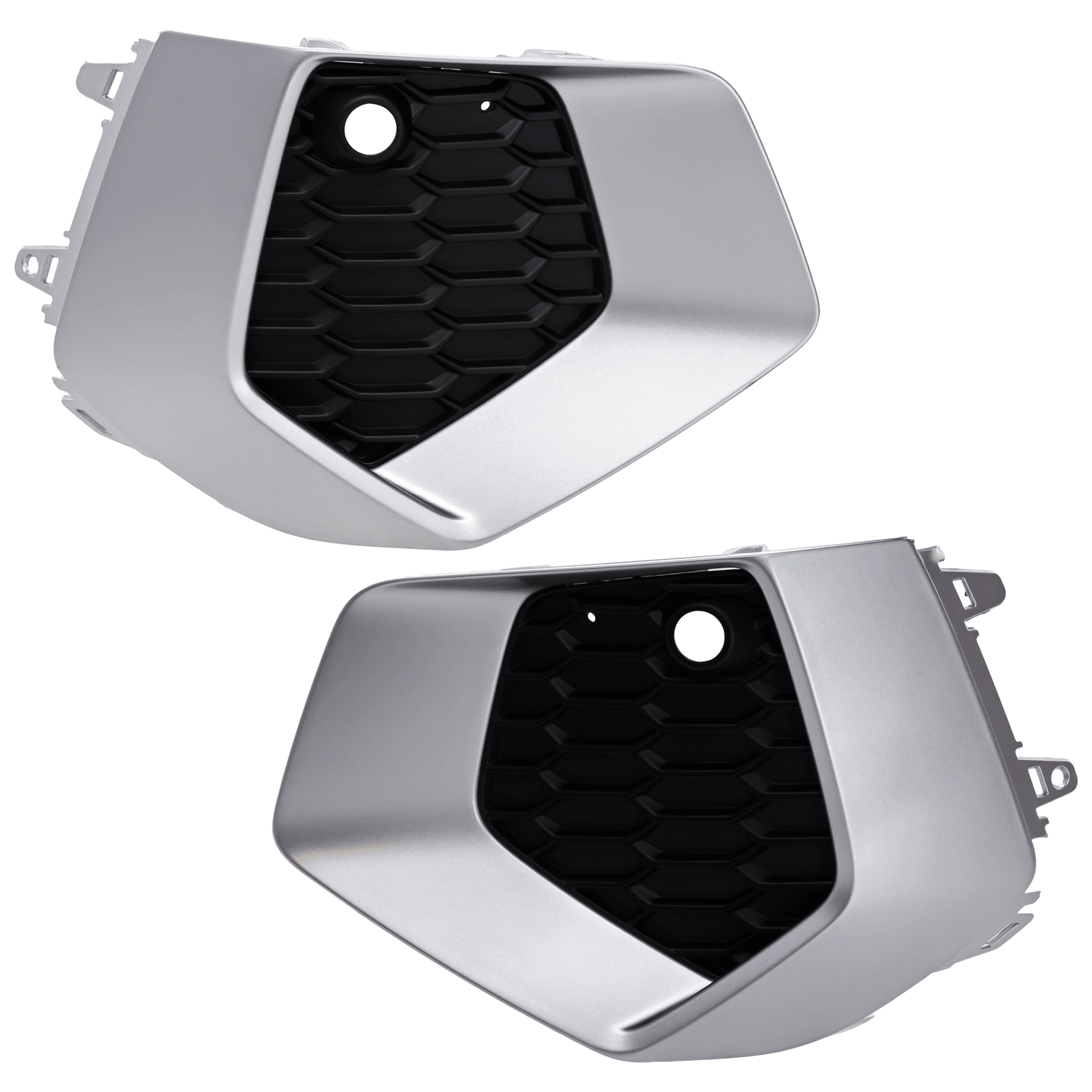 AM A3 A3 QUATTRO 22-24 FRONT BUMPER GRILLE RH AND LH Outer Cover Grille Painted Black w Silver Frame Komfort Premium Premium Plus Prestige Models SKU SET GA01530001 Partslink AU1038167 AU1039167 OEM 8Y0807671TB2-8Y0807672TB2
