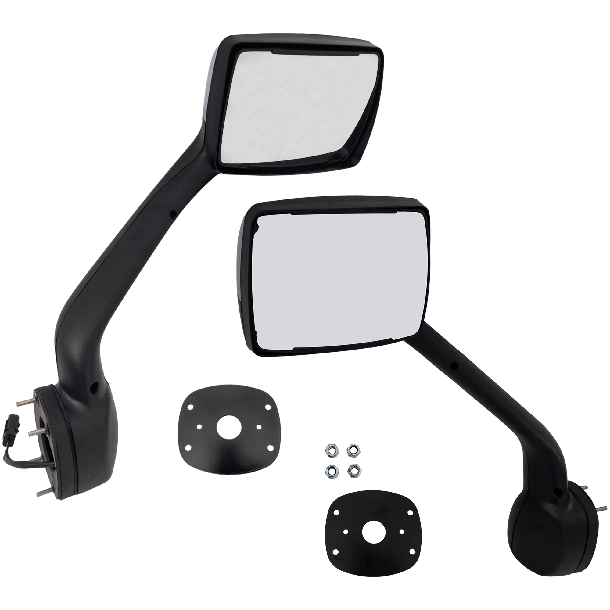 AM KENWORTH T680 T880-13-24 HOOD MIRROR RH AND LH Manual Adjust Non Folding Non Heated Chrome Round SKU SET GKW14CR HD OEM 719561-6-719562-6