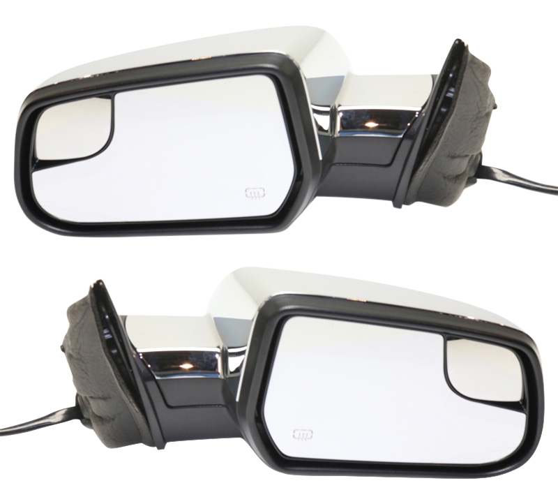 AM EQUINOX TERRAIN 10-17 MIRROR RH AND LH Power Heated Manual Folding Chrome w Blind Spot Glass and Memory w o Auto Dimming and Signal Light SKU SET GM104ER Partslink GM1320456 GM1321456 OEM 2-281-826-722-818-260
