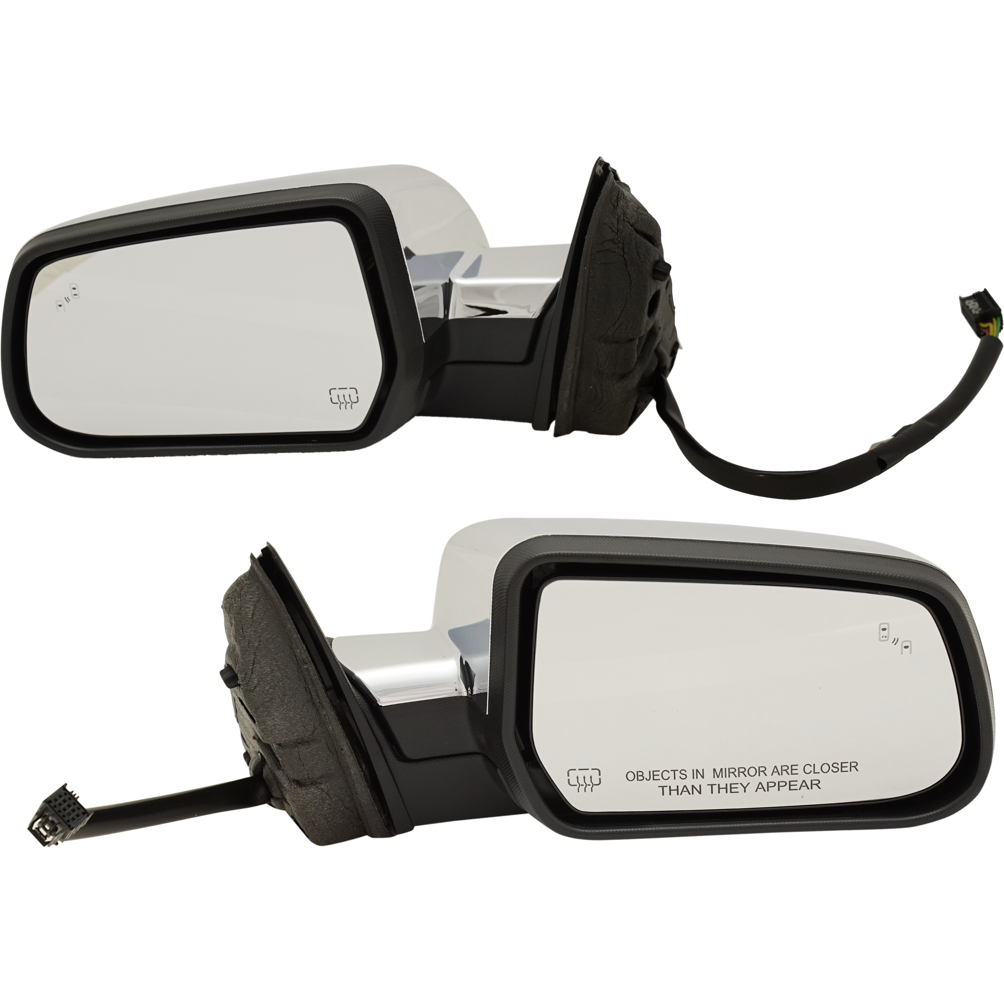 AM EQUINOX 16-17 TERRAIN 15-17 MIRROR RH AND LH Power Manual Folding Heated Chrome w BSD in Glass and Memory No Auto dimming and Signal Light SKU SET GM190CR Partslink GM1320491 GM1321491 OEM 23219861-23219862