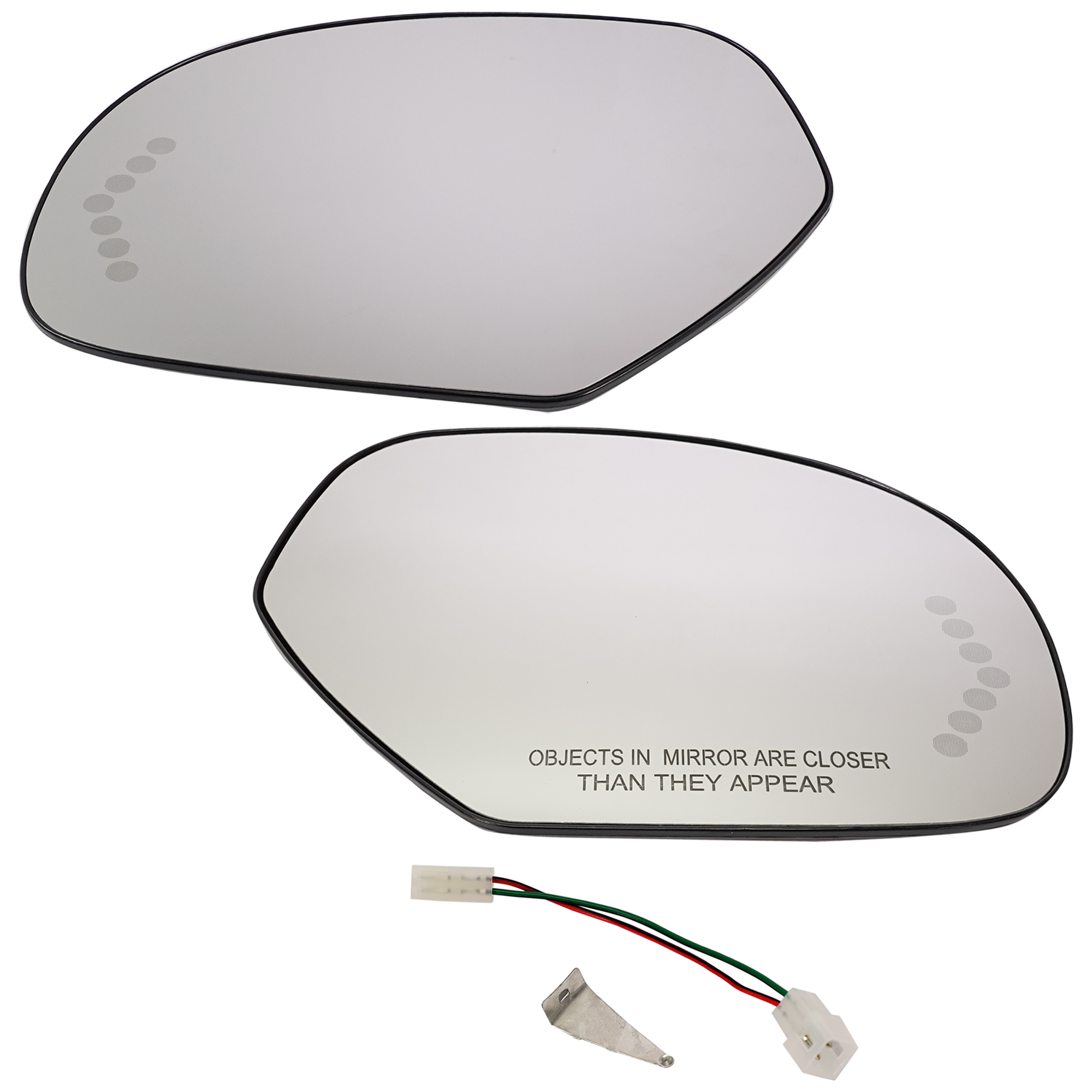 AM SILVERADO SIERRA 2500 HD 3500 HD SUBURBAN YUKON 07-14 MIRROR GLASS RH AND LH Heated w Backing Plate Signal Light No Auto dimming and Blind Spot Detection SKU SET GM204GR 2 Partslink GM1324138 GM1325138 OEM 15874992-15886196