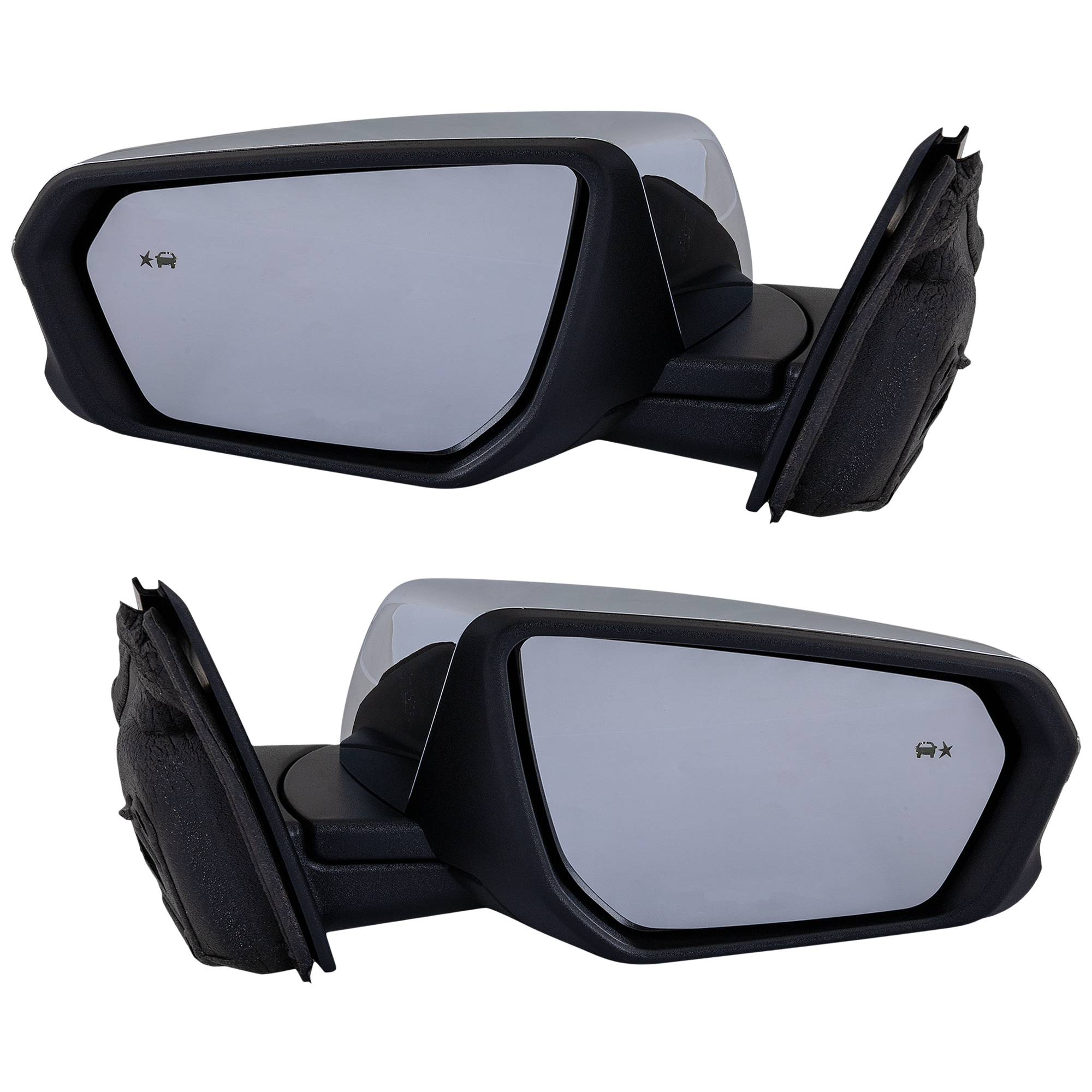 AM TERRAIN EQUINOX 18-23 MIRROR RH AND LH Power Manual Folding Heated Chrome w BSD and Signal Light Terrain Denali Model SKU SET GM208CR Partslink GM1320595 GM1321595 OEM 84225387-23406420-84545949-234