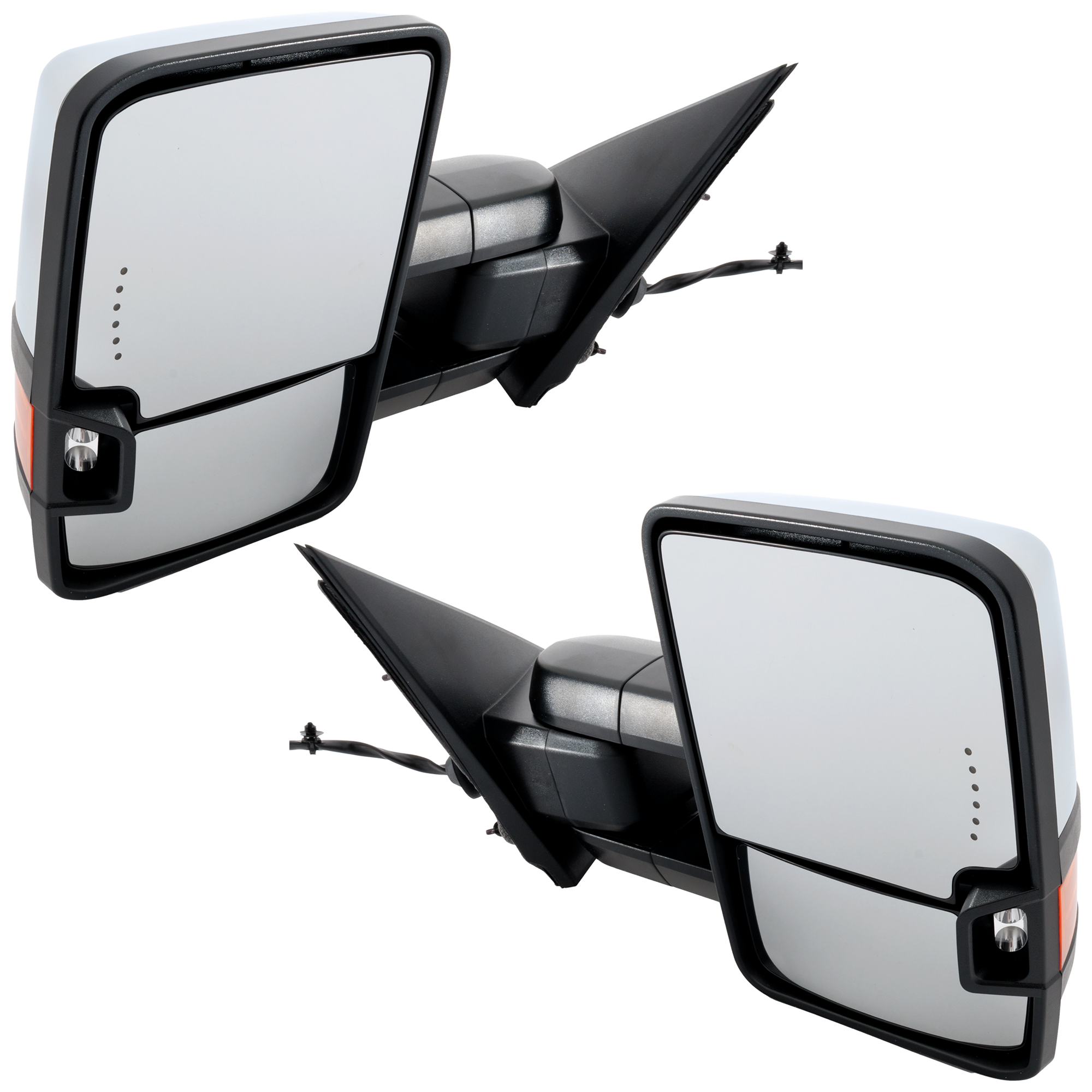 AM SILVERADO SIERRA 1500-15-16 TOWING MIRROR RH AND LH Power Manual Folding Heated Chrome No BSD Memory Auto Dimming and Puddle Light w Signal Light Spotlight and Marker Lamp SKU SET GM260ER S Partslink GM1320512 GM1321512 OEM 23241616-84228887