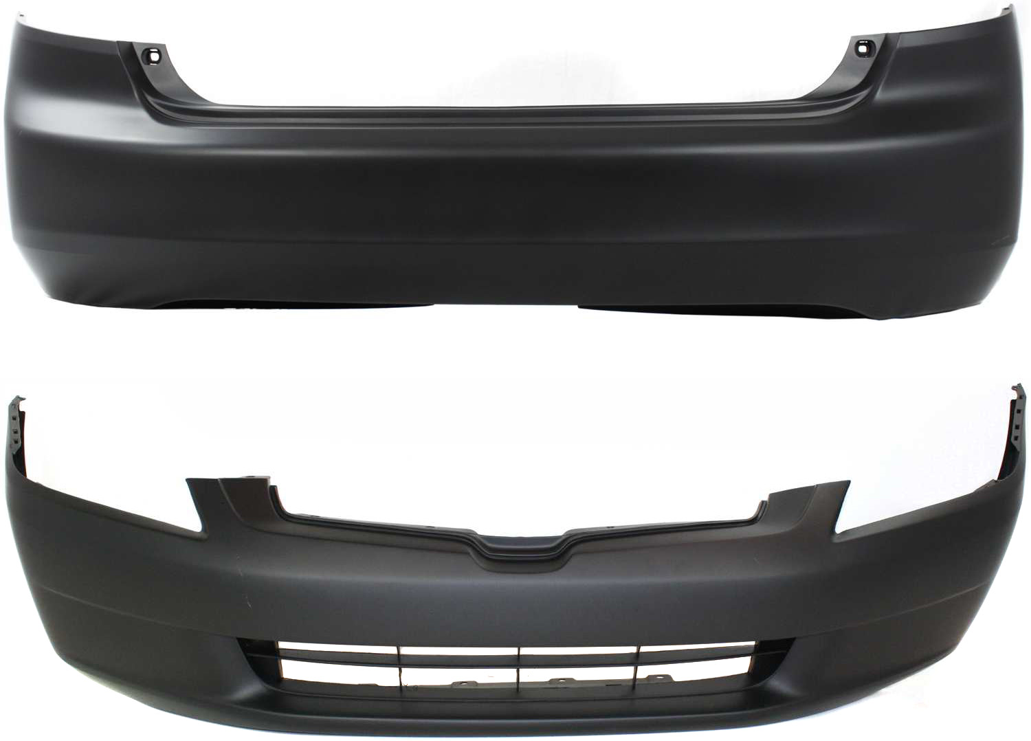 AM ACCORD 03-05 FRONT AND REAR BUMPER COVER Primed Sedan SKU SET H010306P 2 Partslink HO1000210 HO1100208 OEM 04711SDAA90ZZ 04715SDAA90ZZ