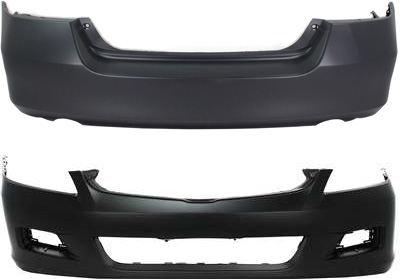 AM ACCORD 06-07 FRONT AND REAR BUMPER COVER Primed Sedan SKU SET H010341P 2 Partslink HO1000235 HO1100233 OEM 04711SDLA90ZZ 04715SDBA80ZZ