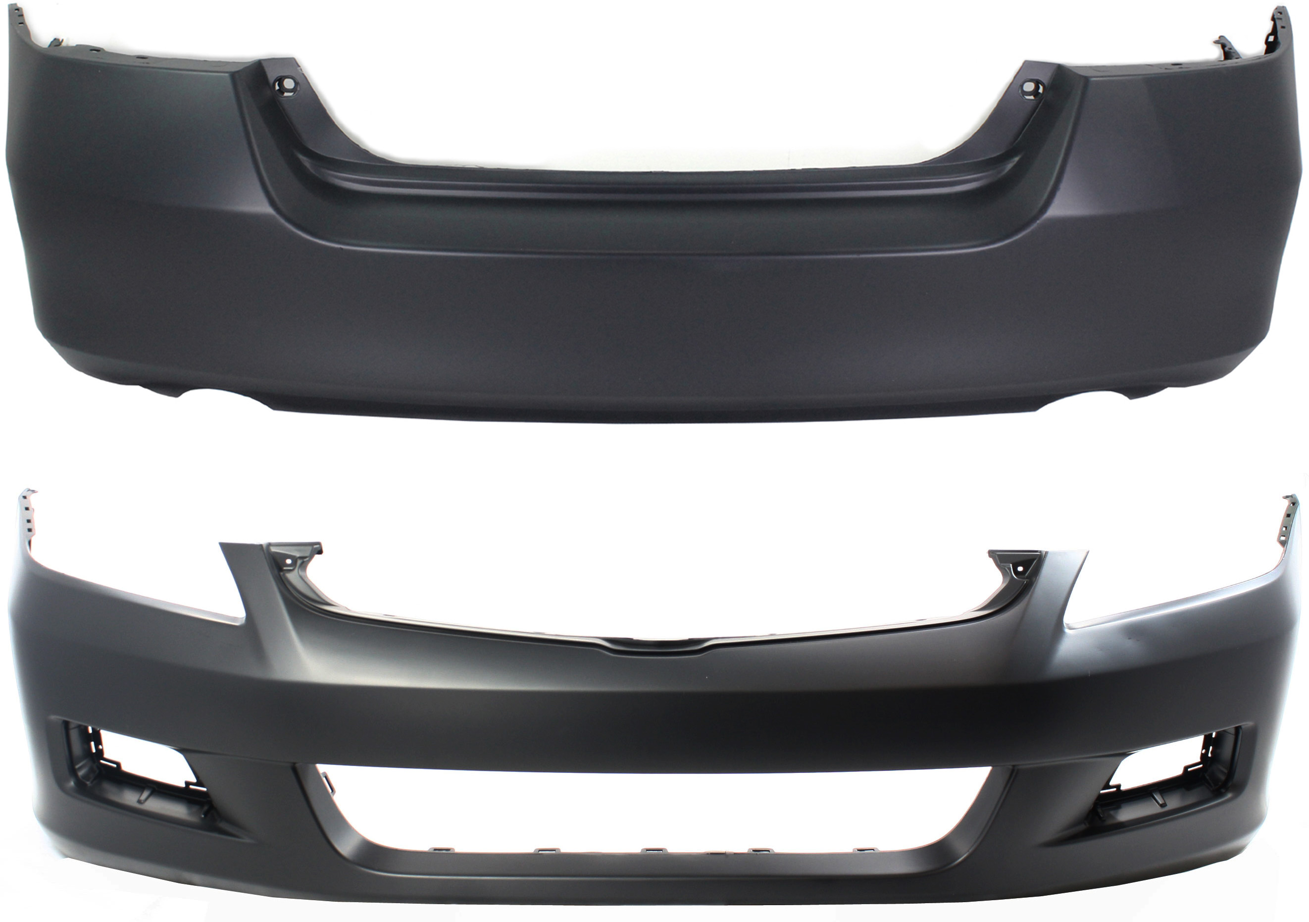 AM ACCORD 06-07 FRONT AND REAR BUMPER COVER Primed Sedan CAPA SKU SET H010341PQ 2 Partslink HO1000235C HO1100233C OEM 04711SDLA90ZZ 04715SDBA80ZZ