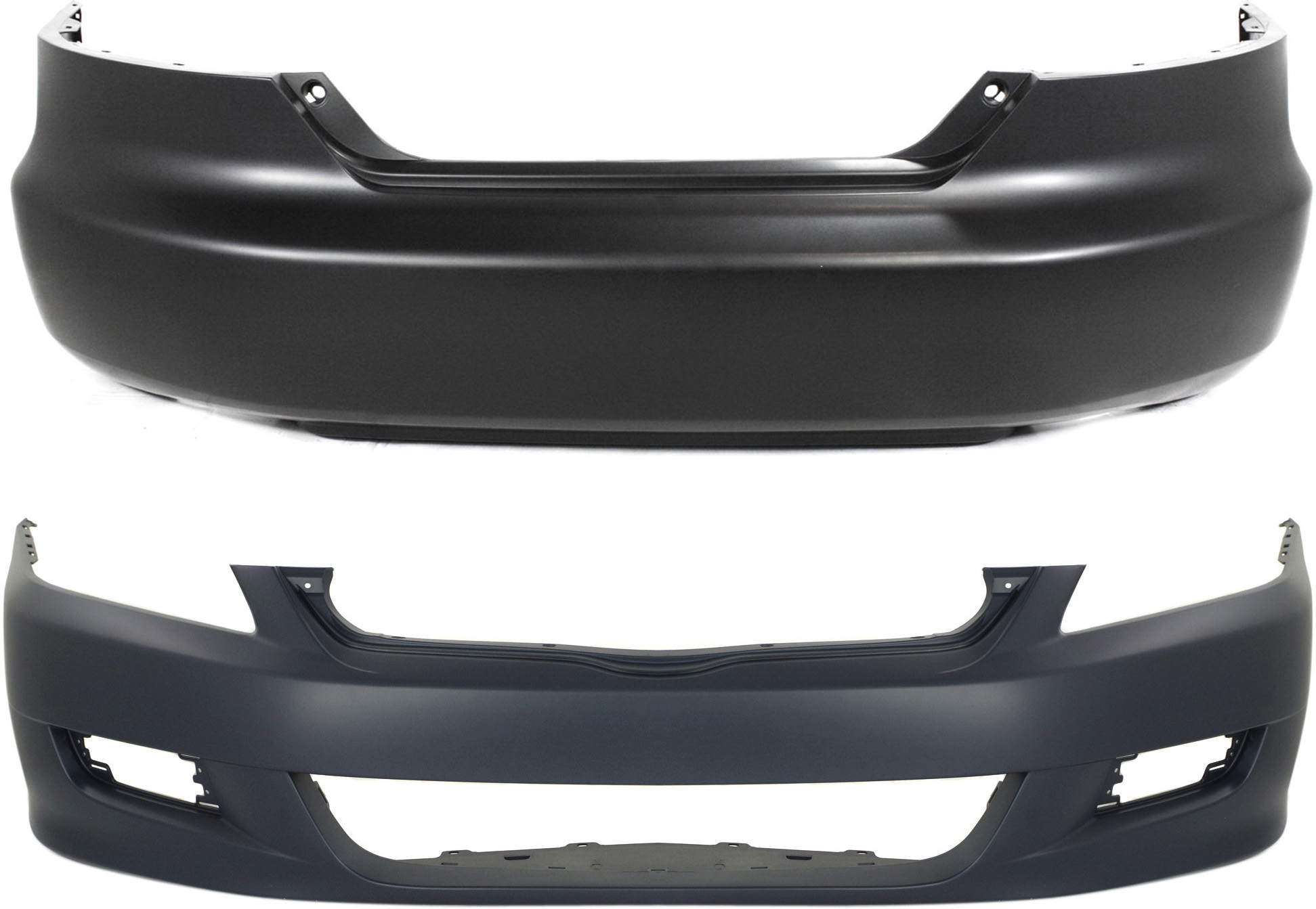 AM ACCORD 06-07 FRONT AND REAR BUMPER COVER Primed Coupe SKU SET H010342P 2 Partslink HO1000234 HO1100232 OEM 04711SDNA81ZZ 04715SDNA80ZZ