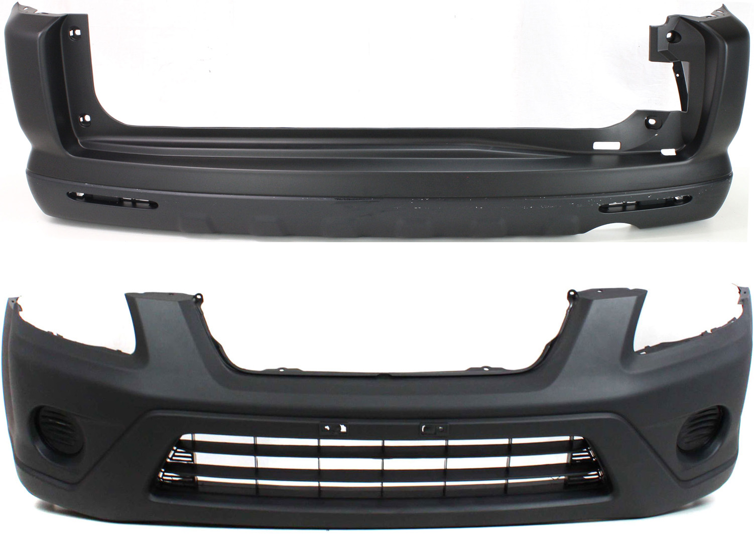 AM CR V 05-06 FRONT AND REAR BUMPER COVER Textured EX LX Models Japan U.K. Built SKU SET H010345-2 Partslink HO1000225 HO1100222 OEM 04711S9AA91-04715S9AA91