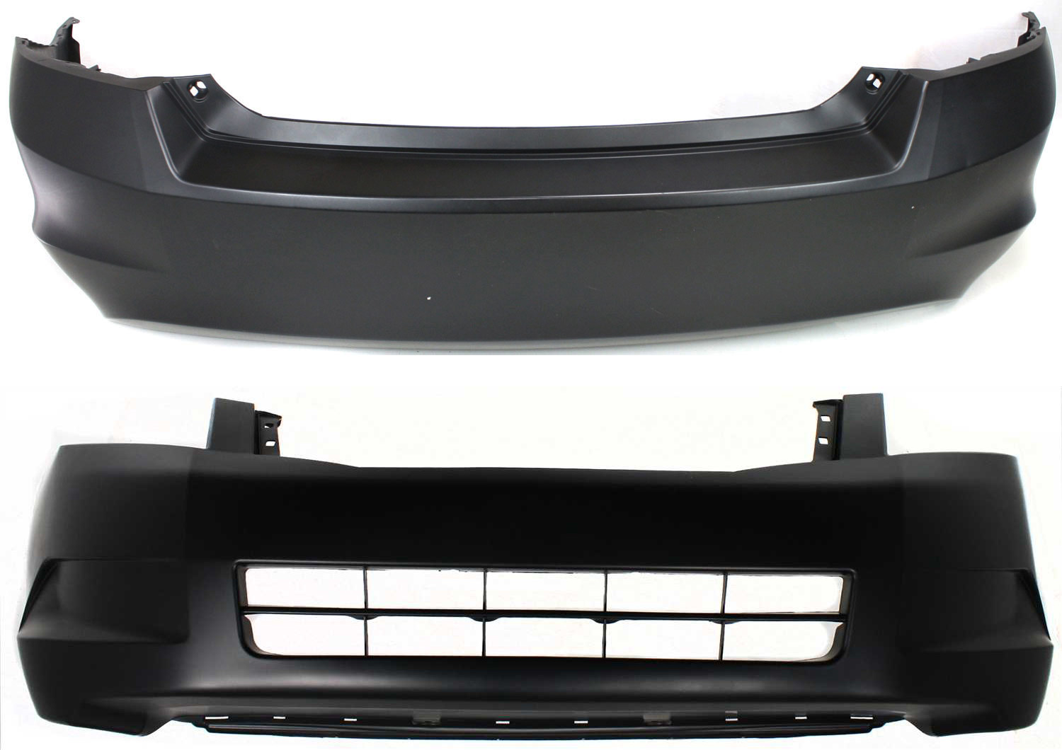 AM ACCORD 08-10 FRONT AND REAR BUMPER COVER Primed 4 Cyl Sedan CAPA SKU SET H010363PQ 2 Partslink HO1000254C HO1100246C OEM 04711TA0A90ZZ 04715TA0A90ZZ