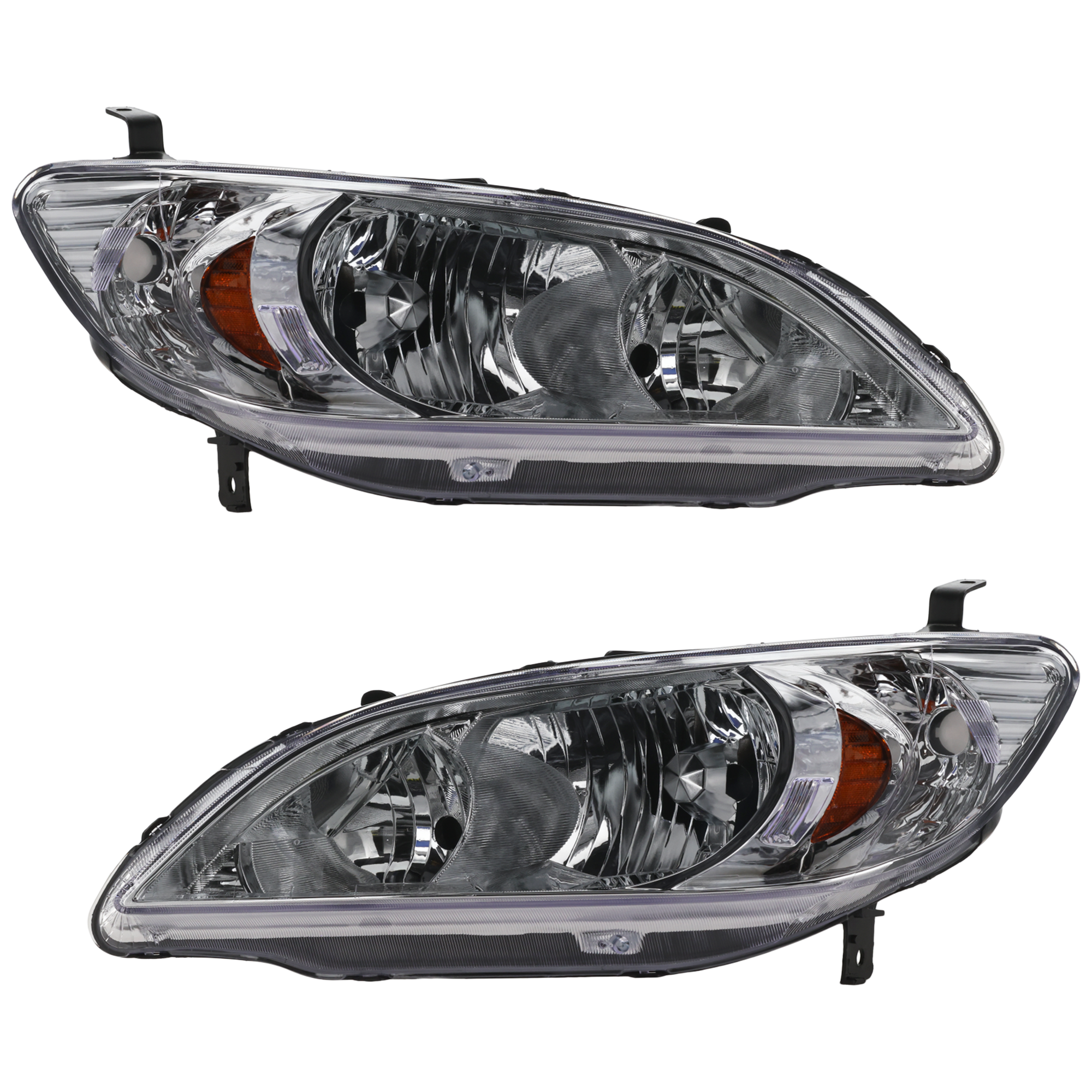 AM CIVIC 04-05 HEAD LAMP RH AND LH Lens and Housing Halogen Coupe Sedan SKU SET H100131 Partslink HO2503121 HO2502121 OEM 33101S5AA51-33151S5AA51