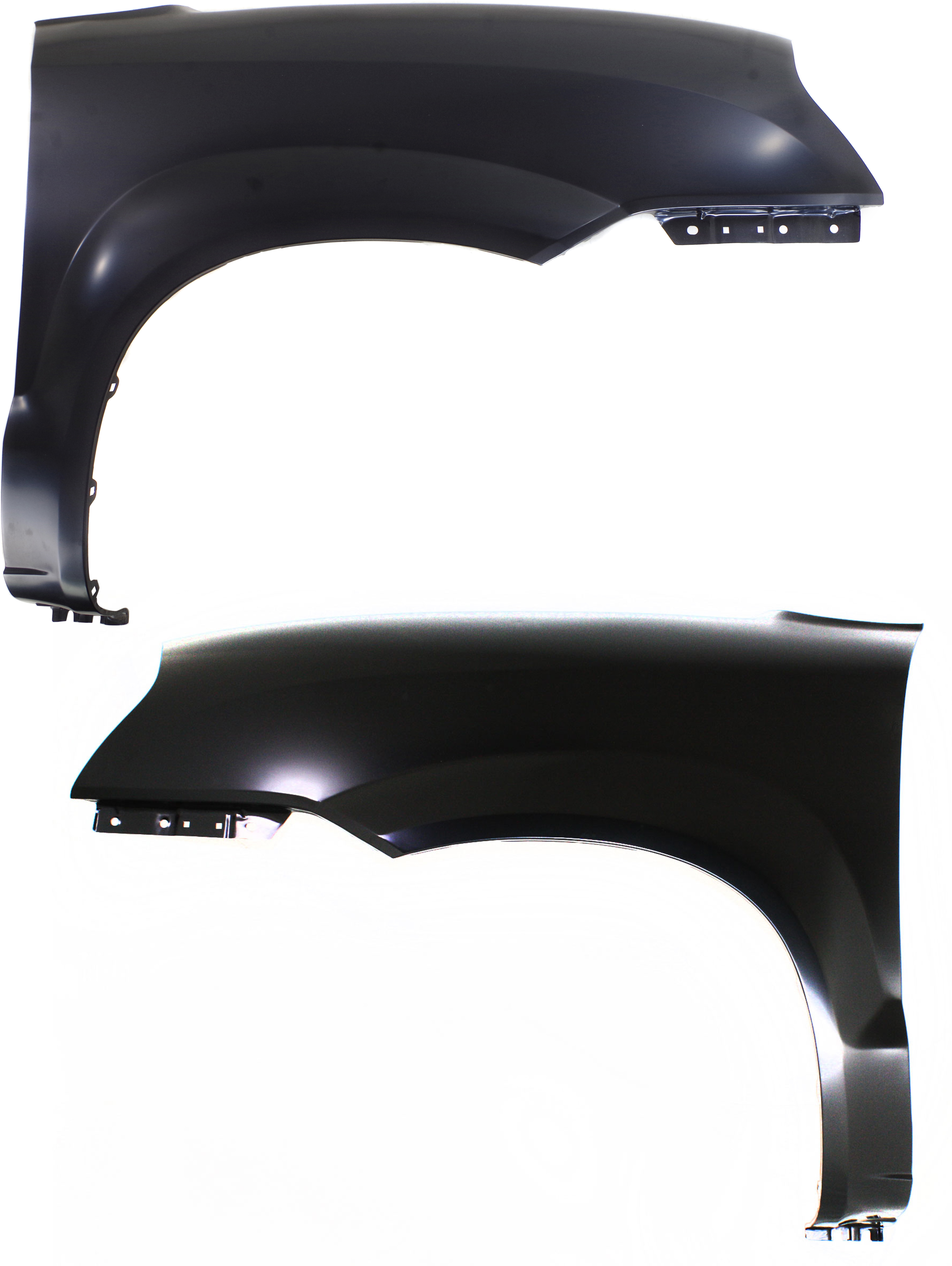 AM TUCSON 05-09 FRONT FENDER RH AND LH Primed 2.0L Eng w o Signal Light and Side Cladding Hole SKU SET H220159 Partslink HY1241135 HY1240135 OEM 663212E100-663112E100