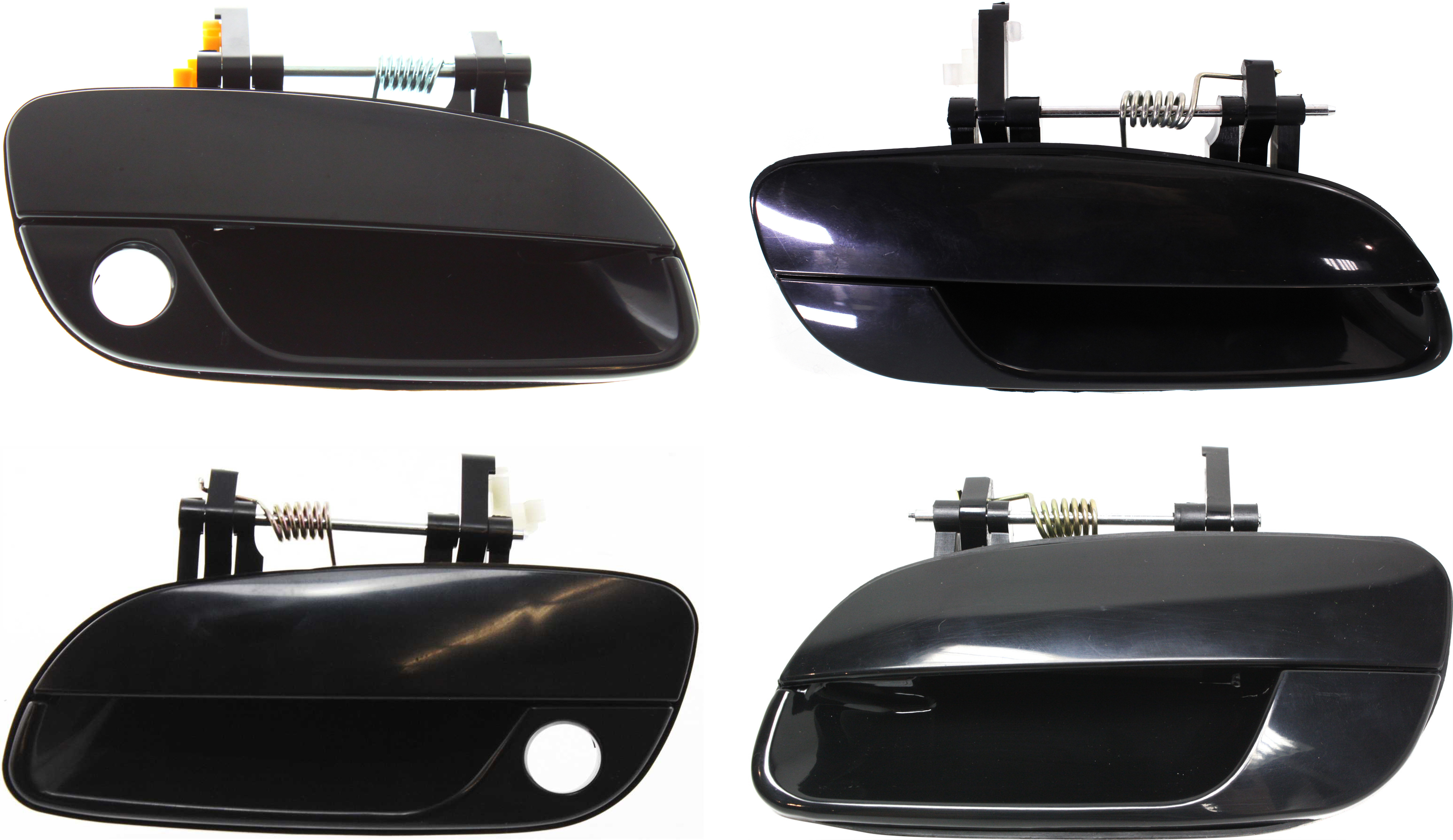 AM ELANTRA 01-06 FRONT AND REAR DOOR HANDLE RH AND LH Outside Smooth Black with Keyhole Plastic SKU SET H462167-4 Partslink HY1311105 HY1310105 HY1521102 HY1520102 OEM 826602D000-826502D000-836602D0