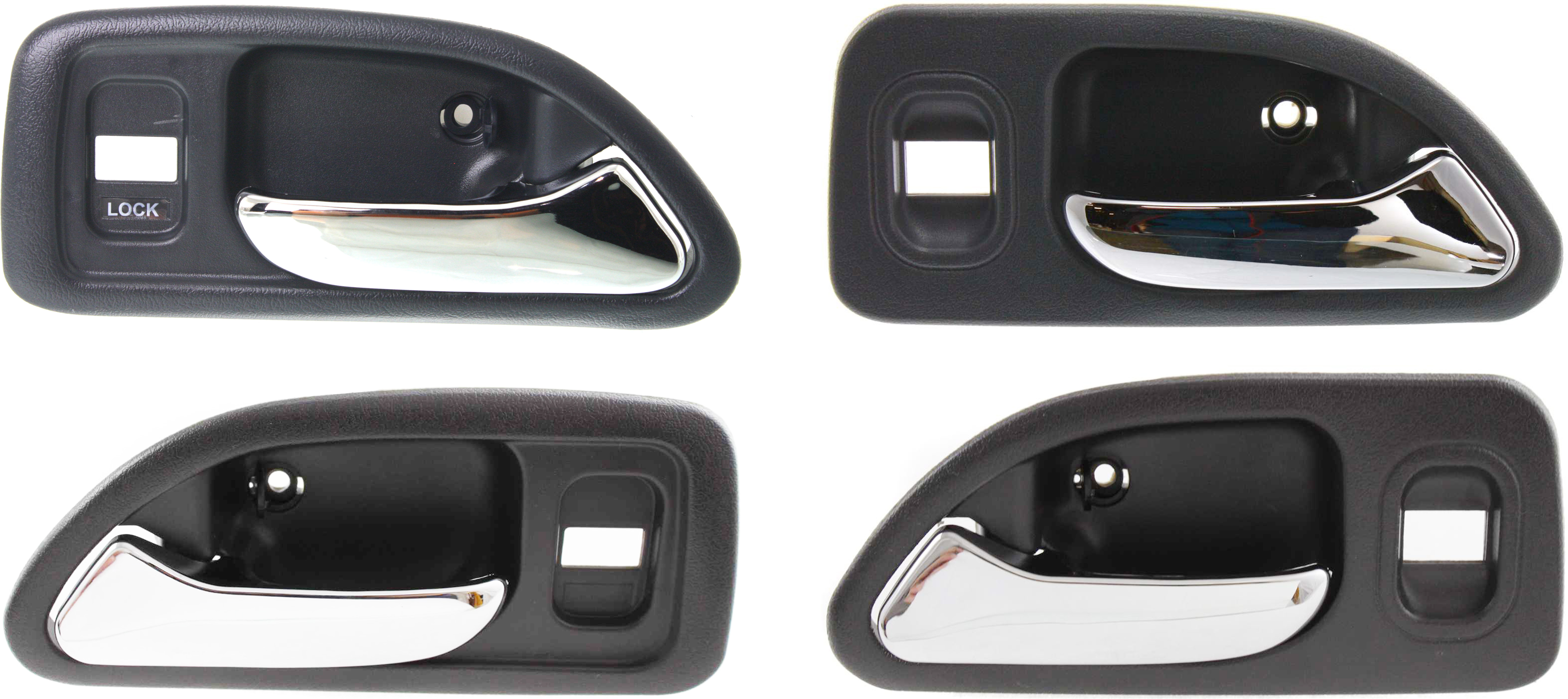 AM ACCORD 94-97 FRONT AND REAR DOOR HANDLE RH and LH Inside Chrome Gray Sedan Wagon SKU SET H491319-4 Partslink HO1353101 HO1352101 HO1553101 HO1552101 OEM 72125SV4013ZC 72165SV4A02ZC 72