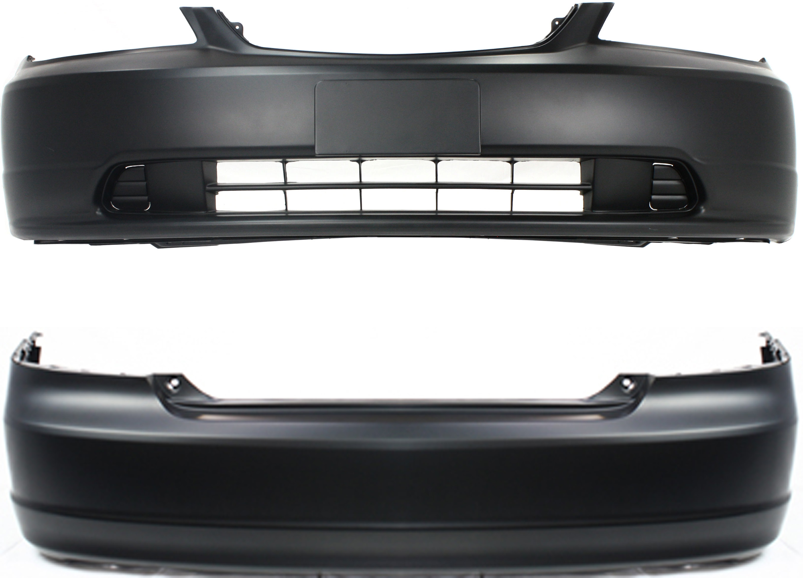 AM CIVIC 01-03 FRONT AND REAR BUMPER COVER Set of 2 Primed Coupe SKU SET H760109P 2 Partslink HO1000197 HO1100199 OEM 04711S5PA90ZZ 04715S5PA90ZZ