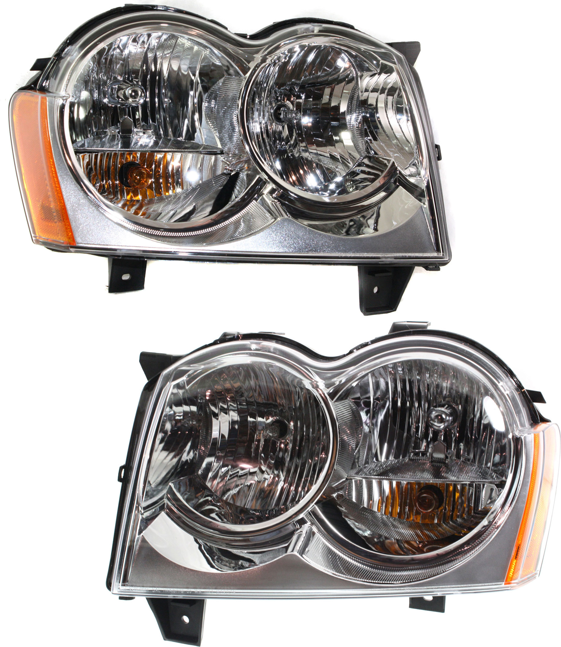 AM GRAND CHEROKEE 05-07 HEAD LAMP RH AND LH Assembly Halogen CAPA SKU SET J100113Q Partslink CH2502160C CH2503160C OEM 55156351AK 55156350AK