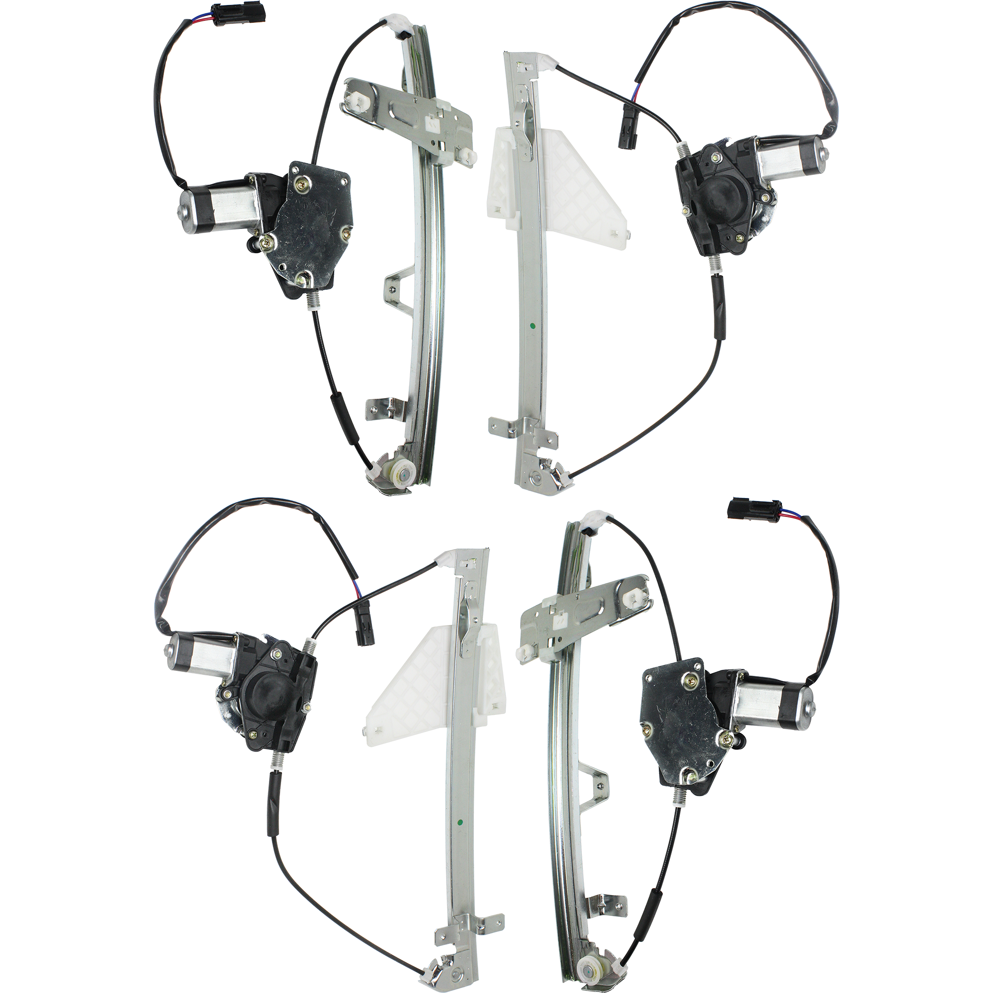 AM GRAND CHEROKEE 01-04 FRONT AND REAR WINDOW REGULATOR RH AND LH Power w Motor SKU SET J462907-4 Partslink CH1551102 CH1550102 CH1351122 CH1350122 OEM 55363284AE 55363285AE 55363286