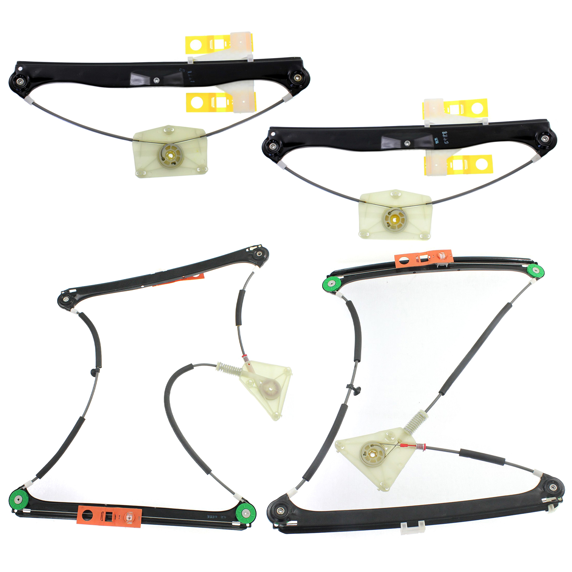 AM A3 A3 QUATTRO 06-13 FRONT AND REAR WINDOW REGULATOR RH AND LH Power w o Motor SKU SET JA462911-4 Partslink AU1350104 AU1351104 AU1550101 AU1551101 OEM 8P4837461C 8P4837462C 8P483946