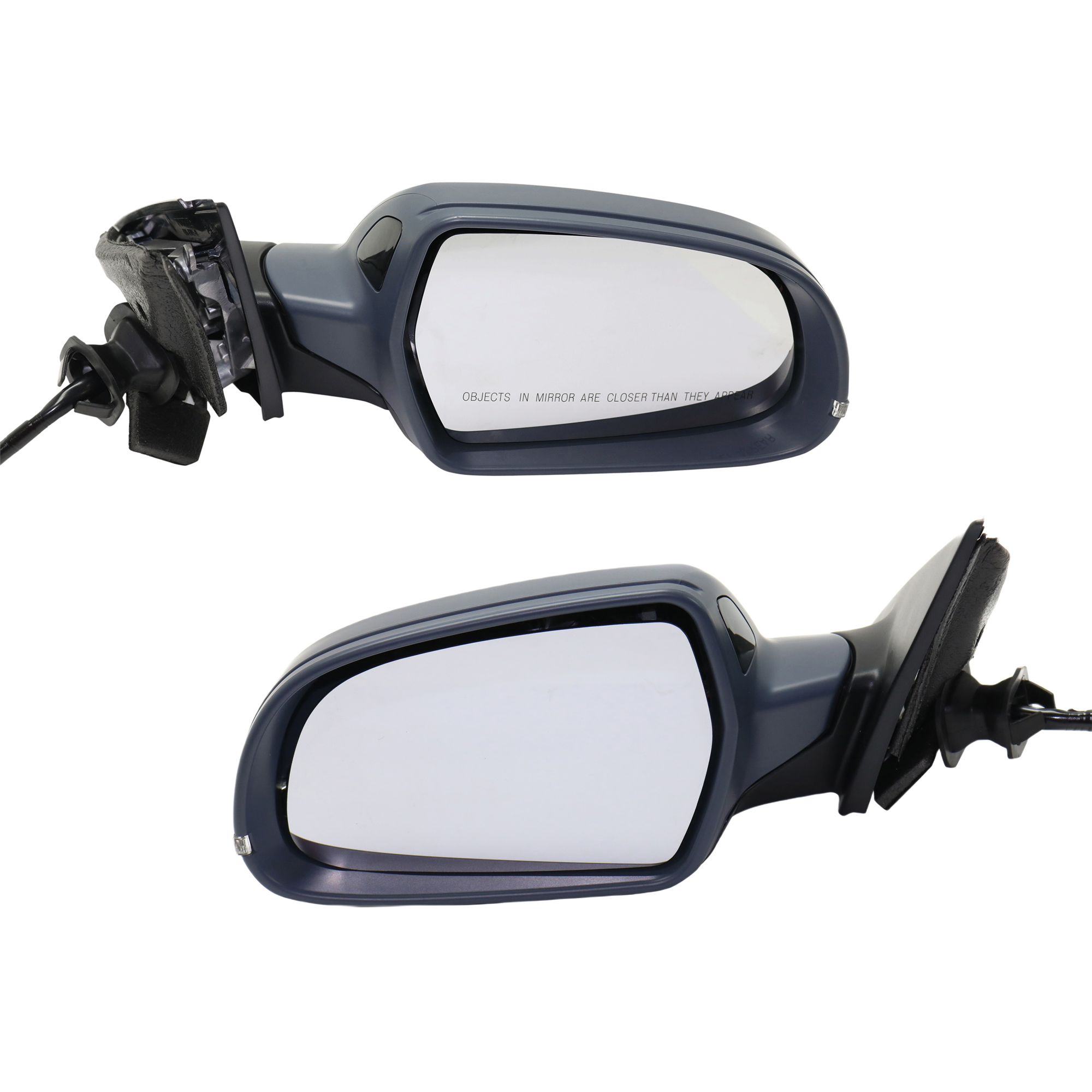 AM A4 S4-10-11 MIRROR RH AND LH Power Manual Folding Heated Paintable No Auto dimming w Memory and Signal Light with Blind Spot Light in Housing Sedan Wagon SKU SET JAU05ER S Partslink AU1320113 AU1321113 OEM 8K1857409AK01C PFM 8K1857410AK
