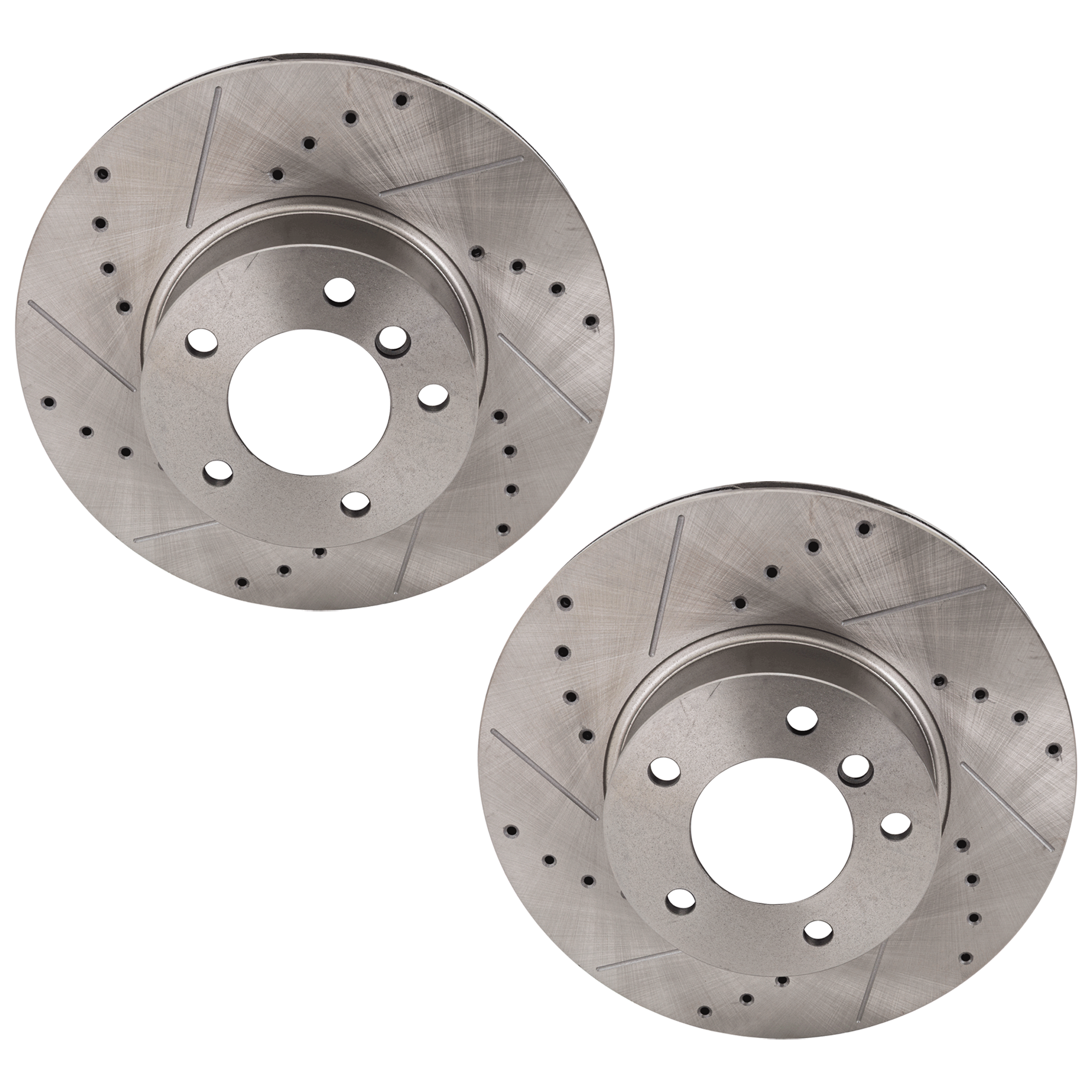 AM 3 SERIES 06-19-2 SERIES 14-21 FRONT BRAKE DISC RH AND LH Cross drilled and Slotted SKU SET JB27110010DRS2 OEM 34390-45518-850059-900780-9806