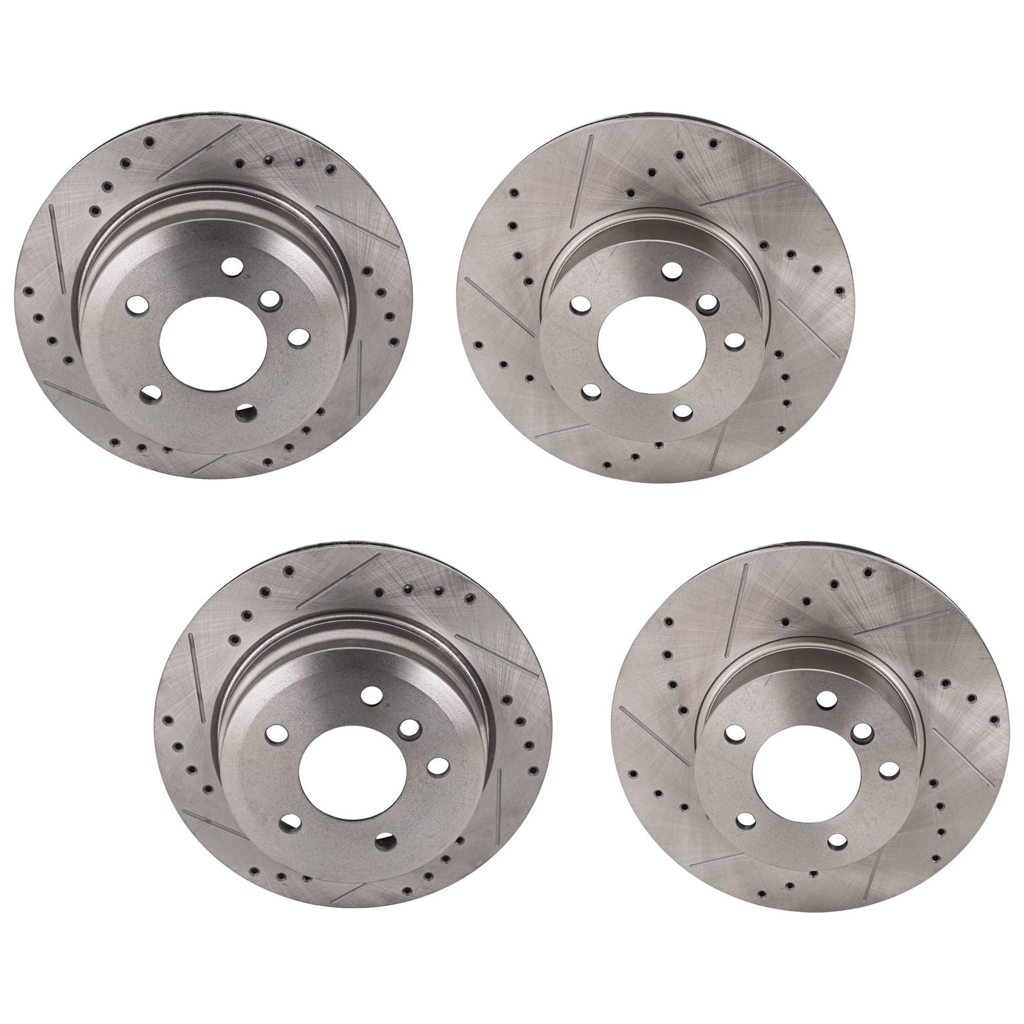 AM 3 SERIES 07-13 X1-12-15 FRONT AND REAR BRAKE DISC 4 Wheel Set Cross drilled and Slotted Vented 5 Lugs SKU SET JB27110010DRS4 OEM 34317-45508-45603-850052-90077