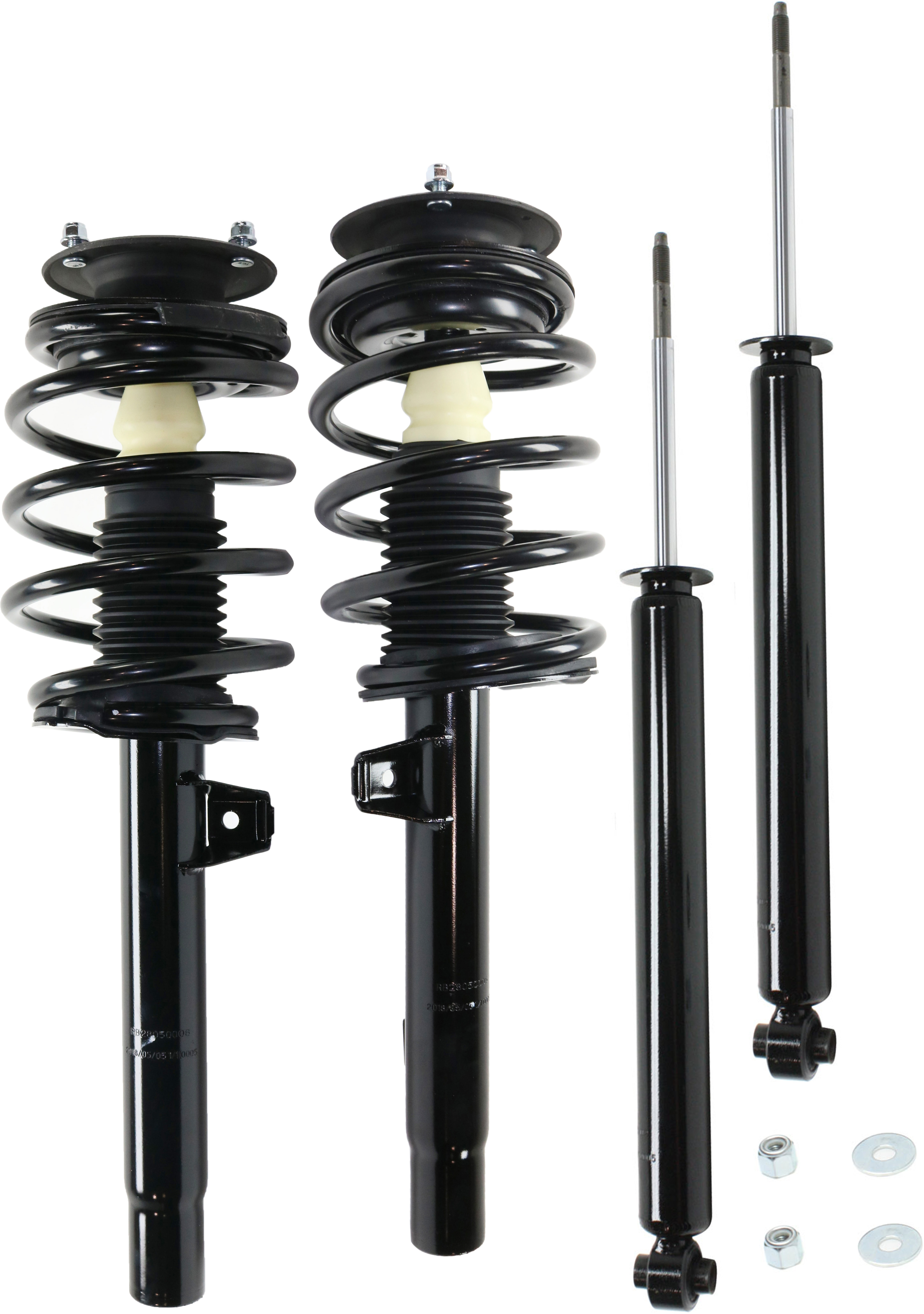 AM 330CI 325CI 01-06 FRONT AND REAR SHOCK AND FULLY LOADED STRUT RH AND LH Gas Charged Twin tube Set of 4 SKU SET JB28050005-4 B OEM 171581-827212-501715819-313067